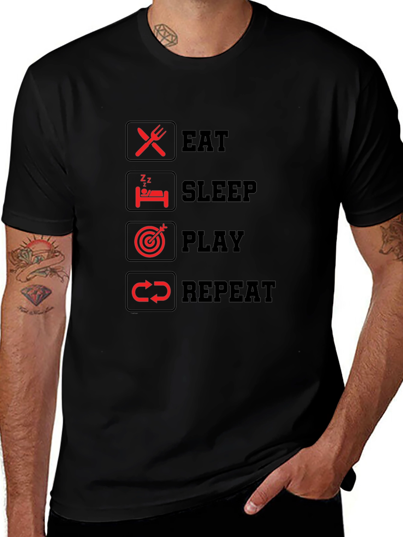 Eat Sleep Play Repeat Graphic T-Shirt