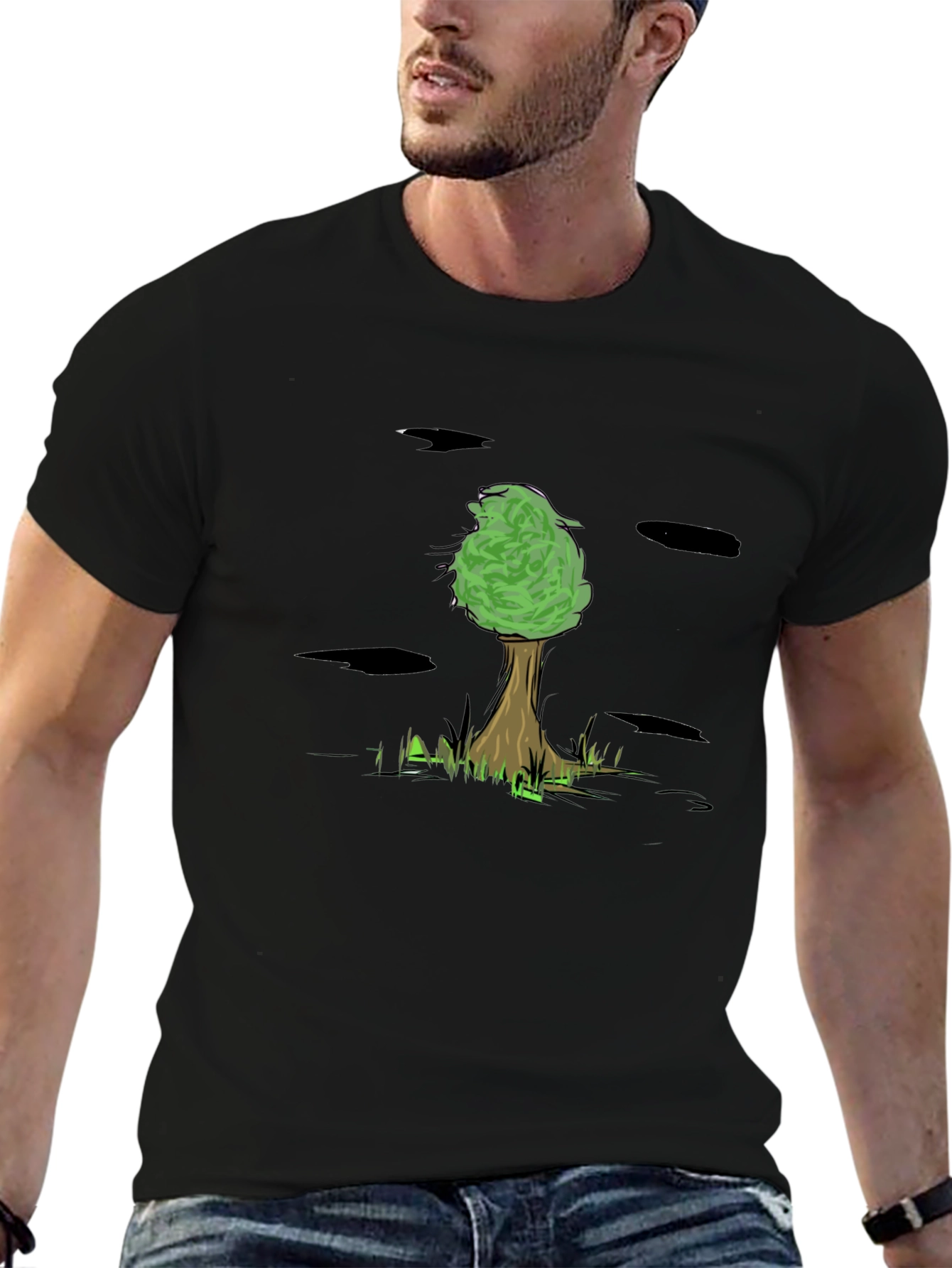 Nature Tree Graphic Black T-Shirt
