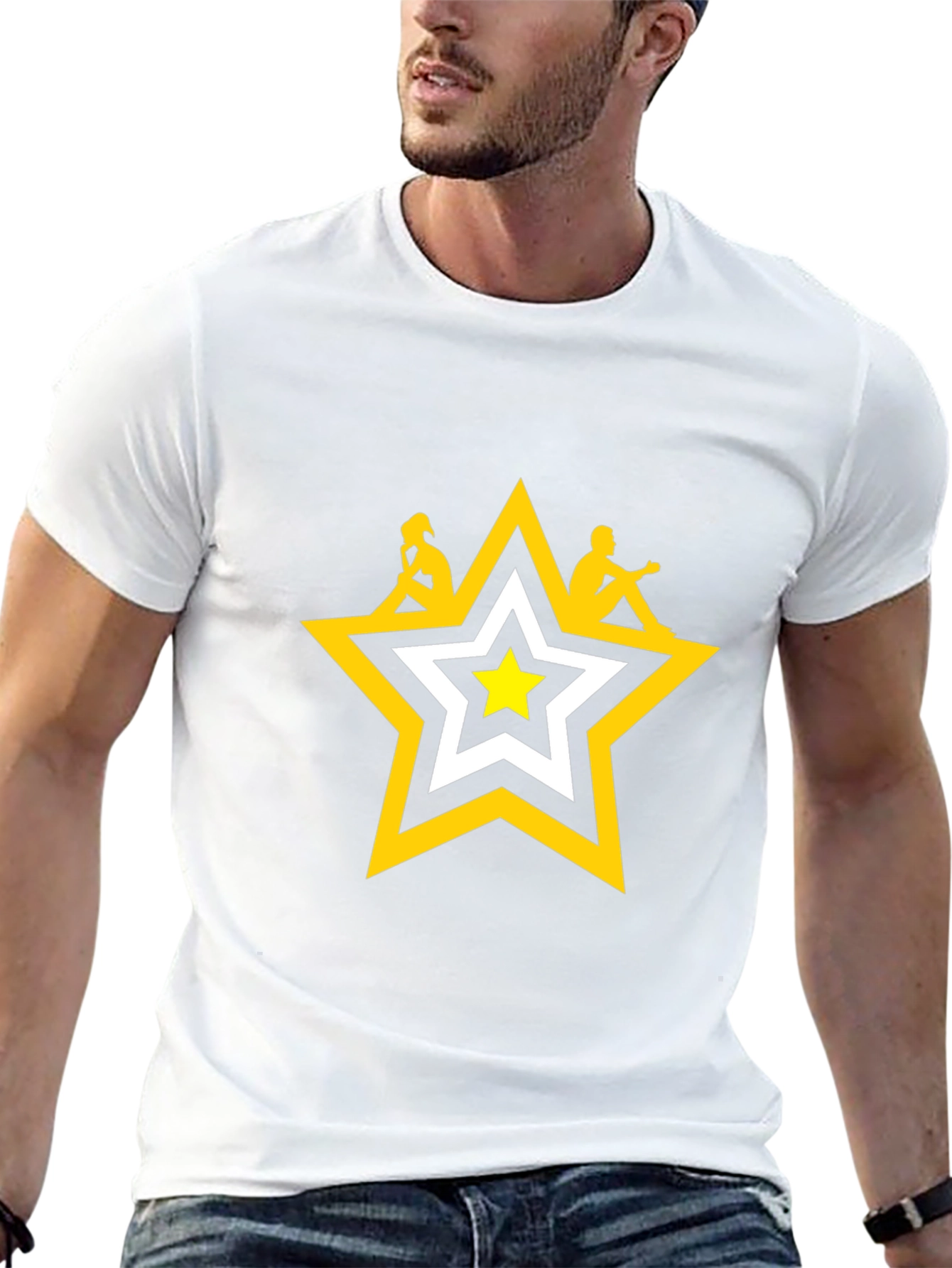 Star Graphic Tee - Black Cotton T-Shirt