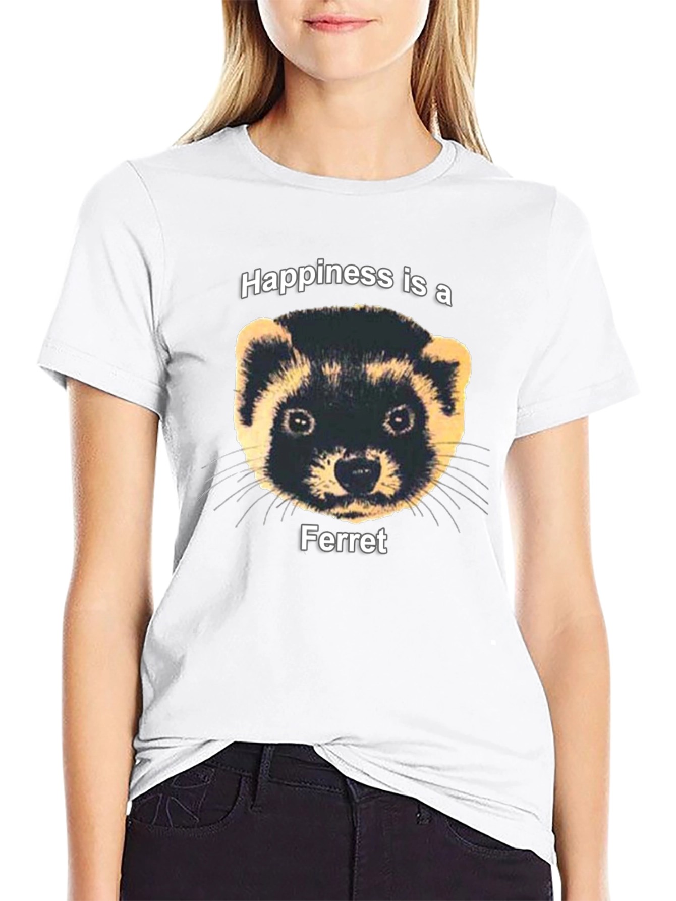 Happiness Ferret Graphic Tee - Funny Pet Lover T-Shirt