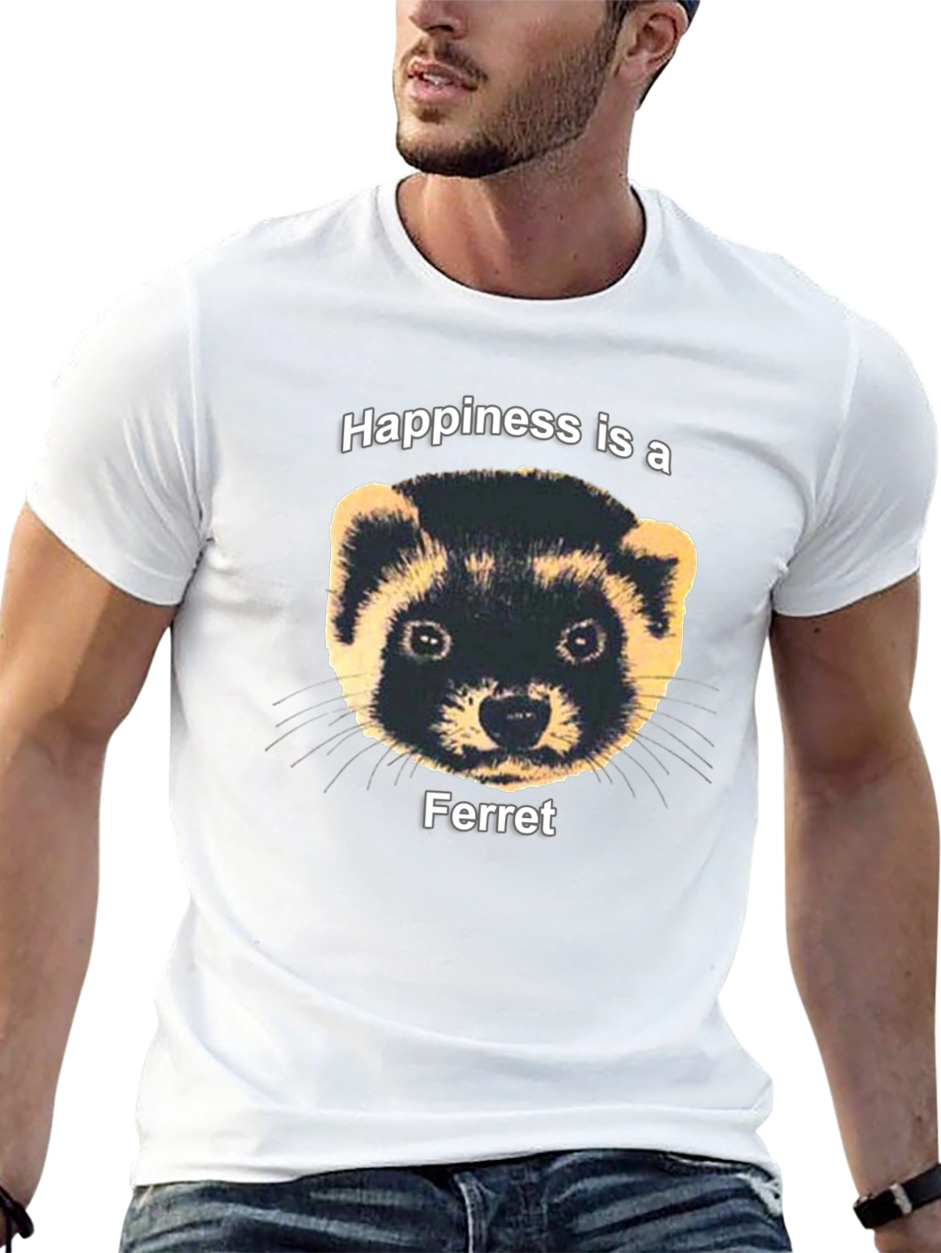 Happiness Ferret Graphic Tee - Funny Pet Lover T-Shirt