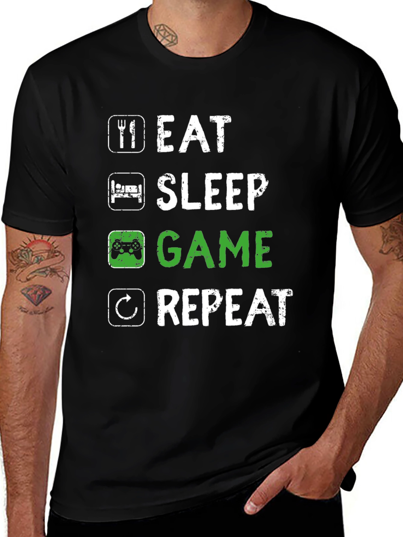 Eat Sleep Game Repeat T-Shirt - Gamer Life Tee