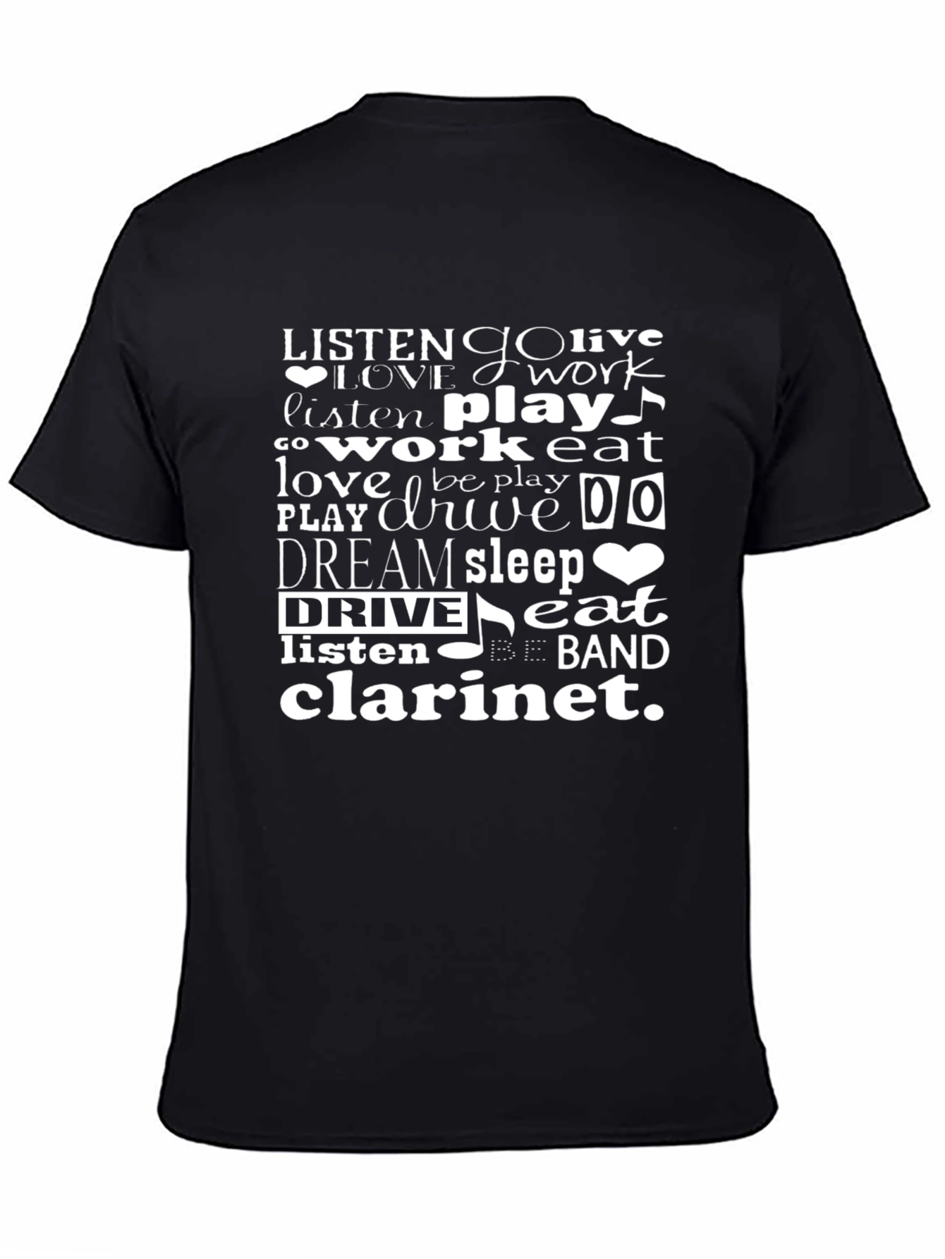 Clarinet Word Art Black T-Shirt