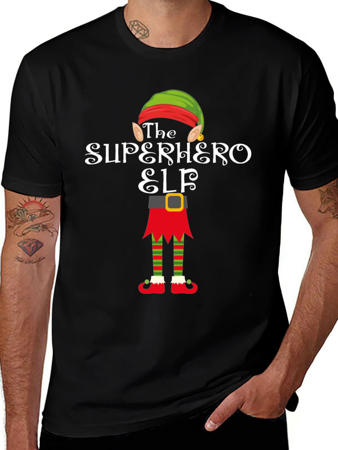 Superhero Elf T-Shirt Funny Christmas Tee