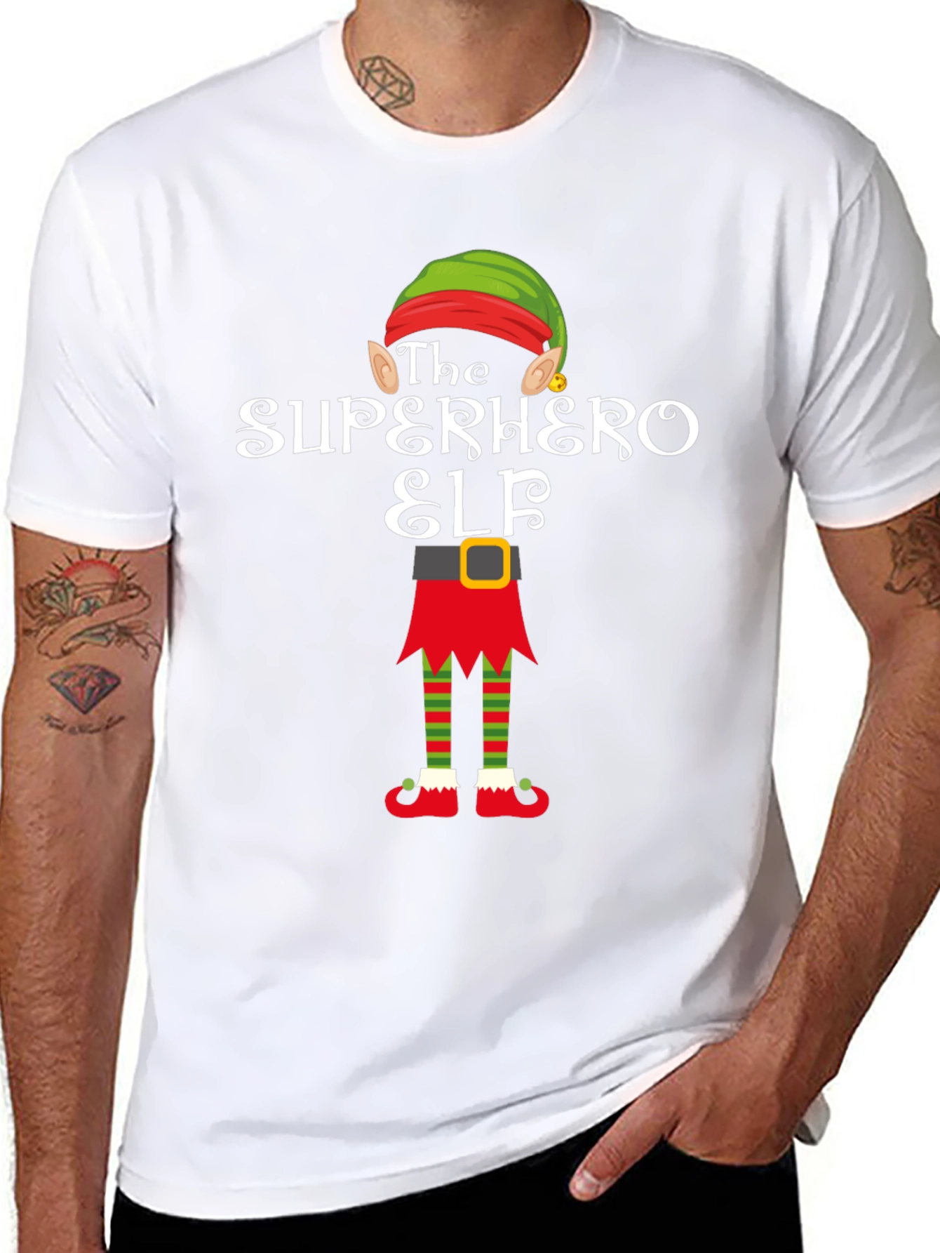 Superhero Elf T-Shirt Funny Christmas Tee