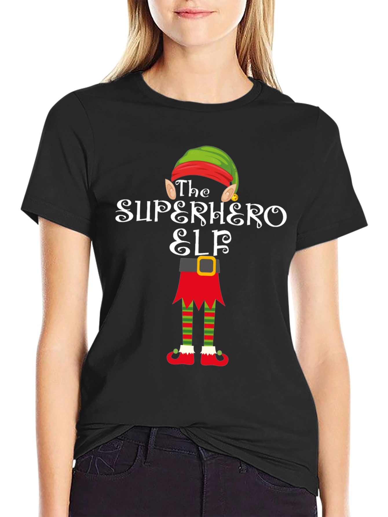 Superhero Elf T-Shirt Funny Christmas Tee