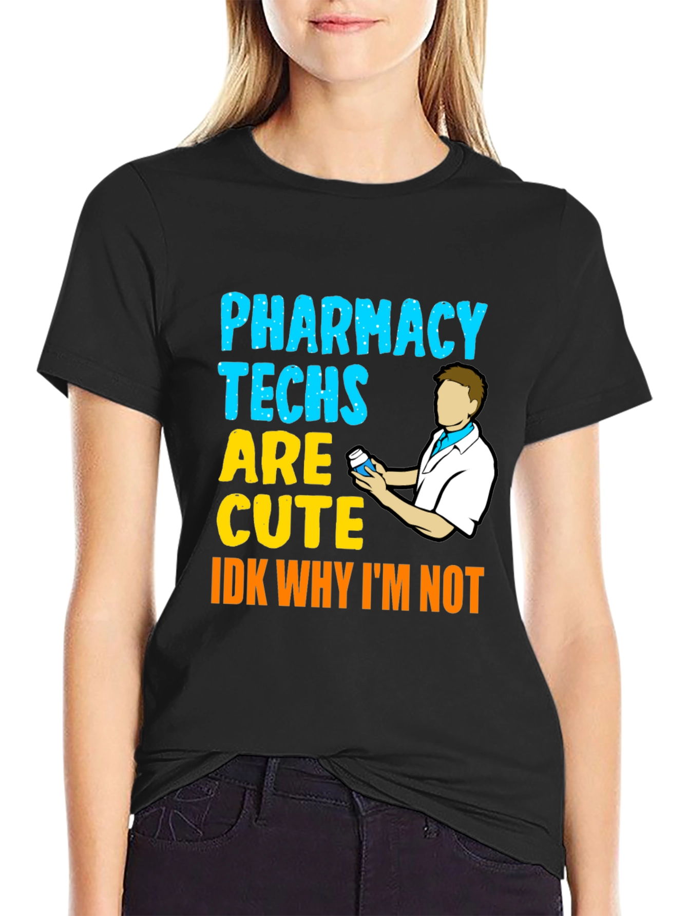 Pharmacy Techs Are Cute Mens Black T-Shirt