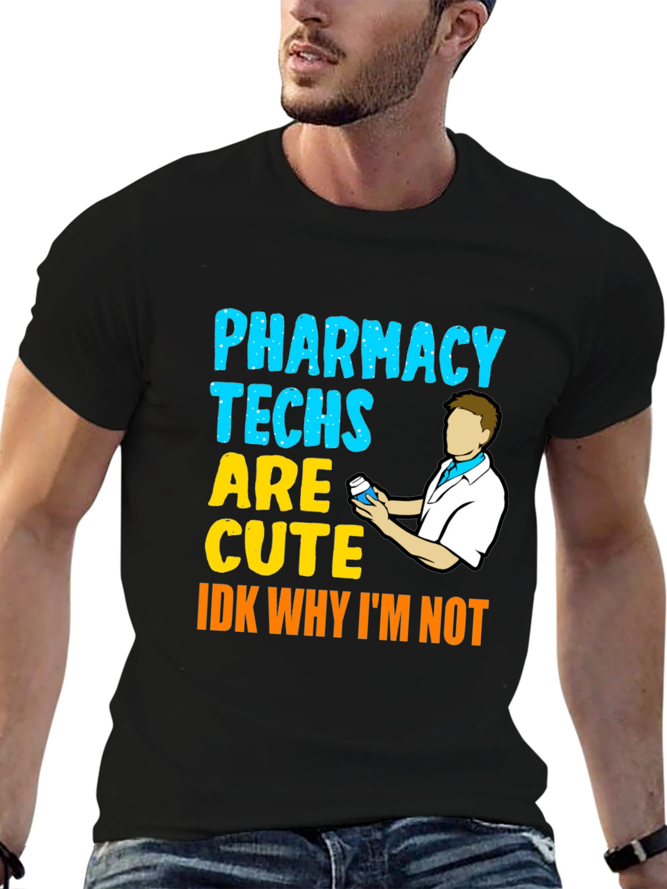 Pharmacy Techs Are Cute Mens Black T-Shirt