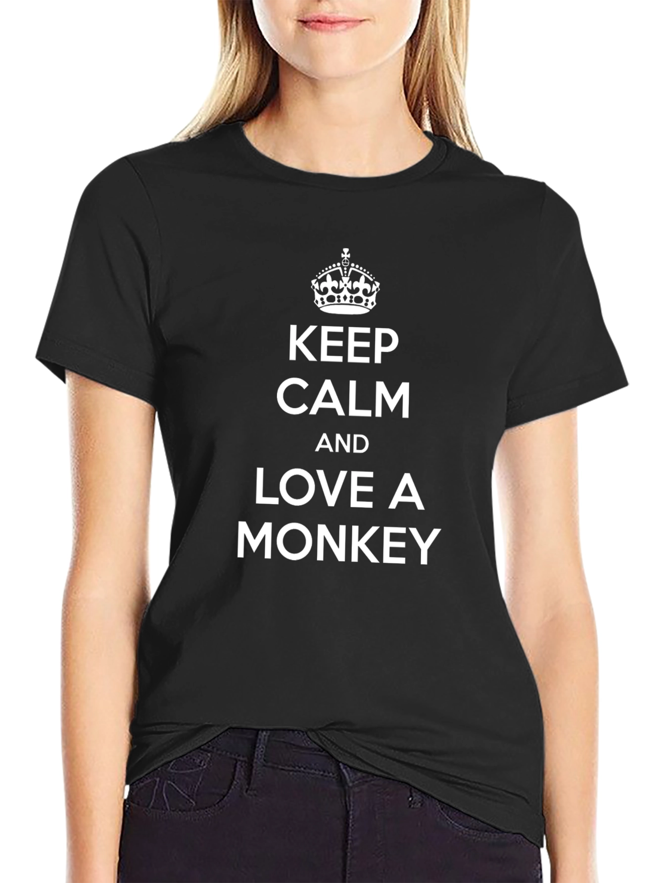 Keep Calm and Love A Monkey Black T-Shirt