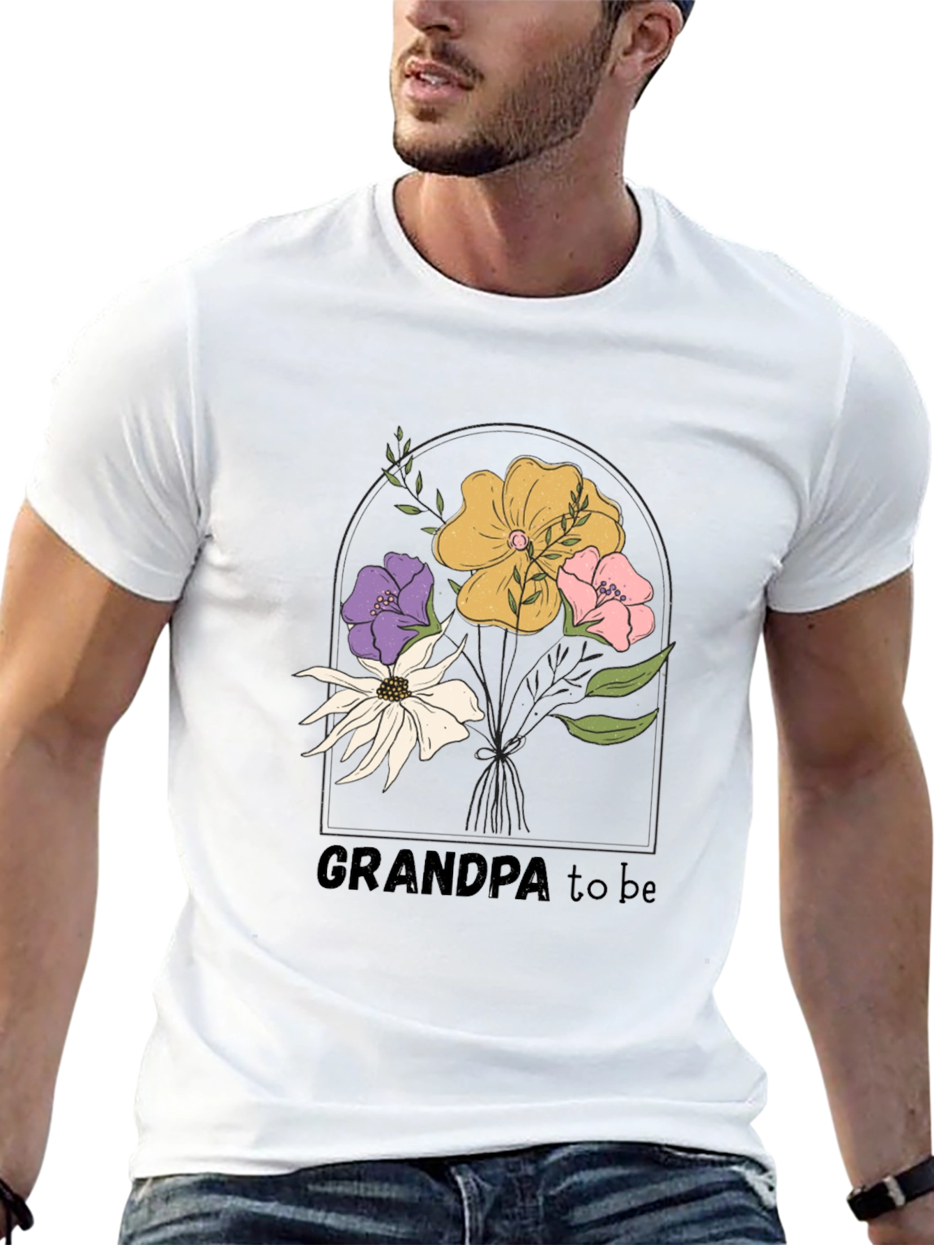 Grandpa To Be Floral Graphic Tee