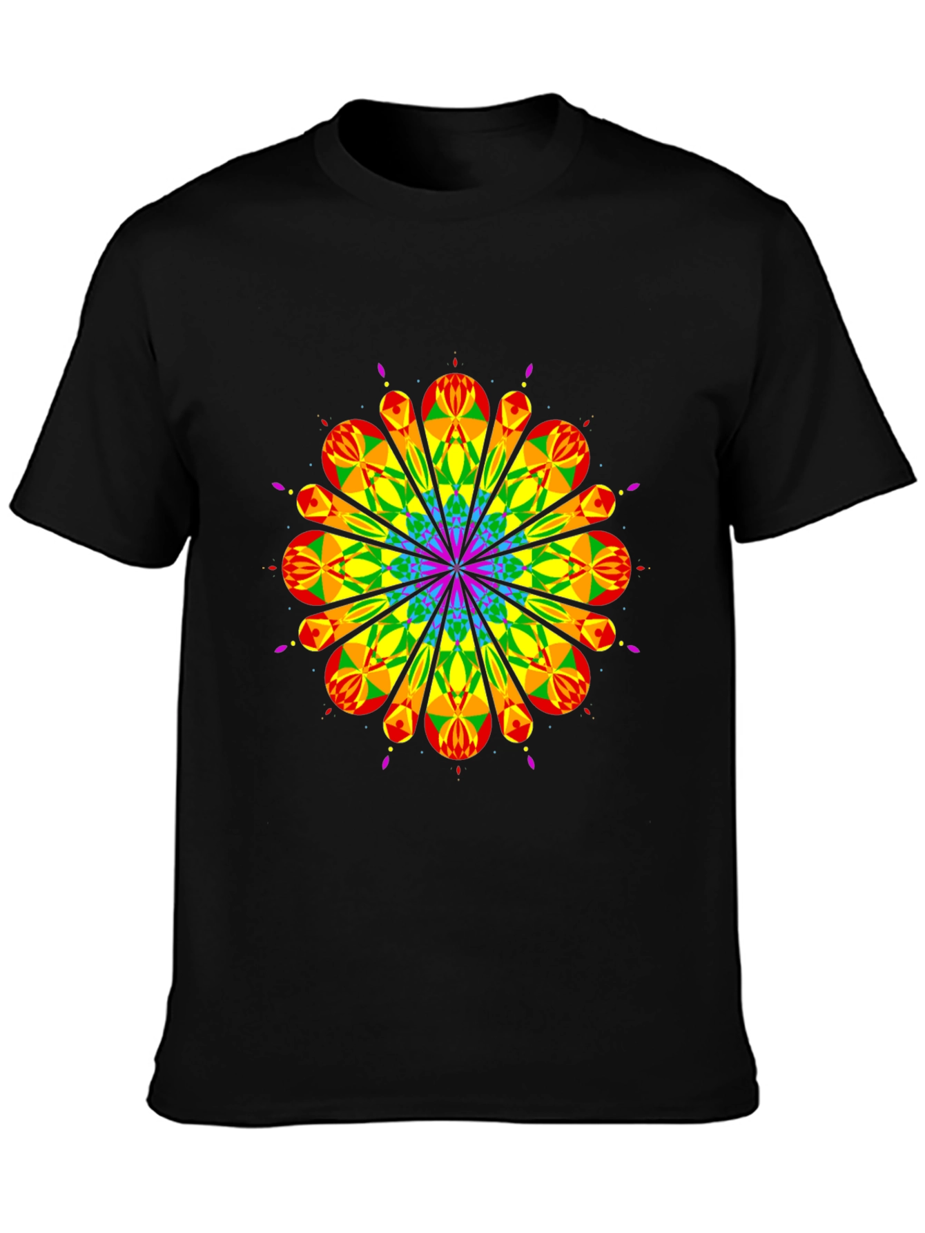 Rainbow Geometric Graphic Tee - Mens Black T-Shirt