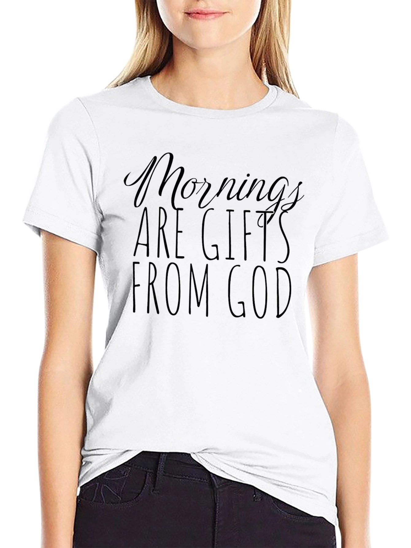 Mornings are Gifts from God T-Shirt - Black