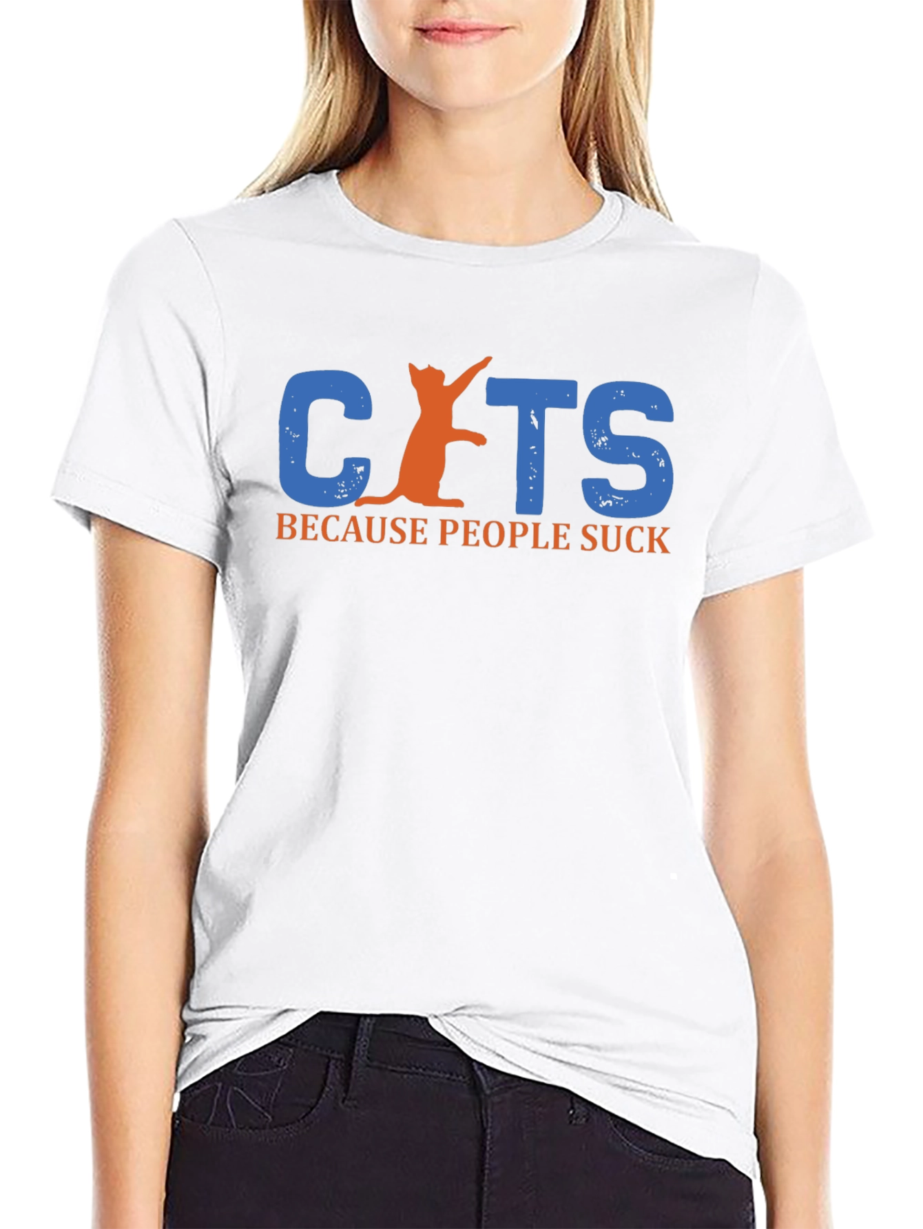 Cats Because People Suck Black T-Shirt