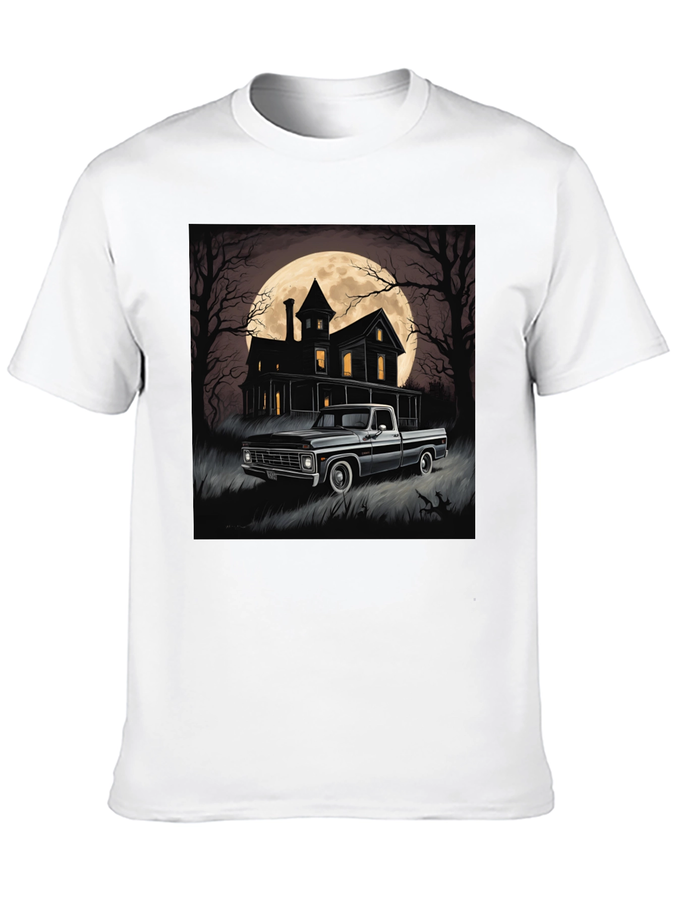 Spooky Truck & Haunted House Tee - Halloween Style