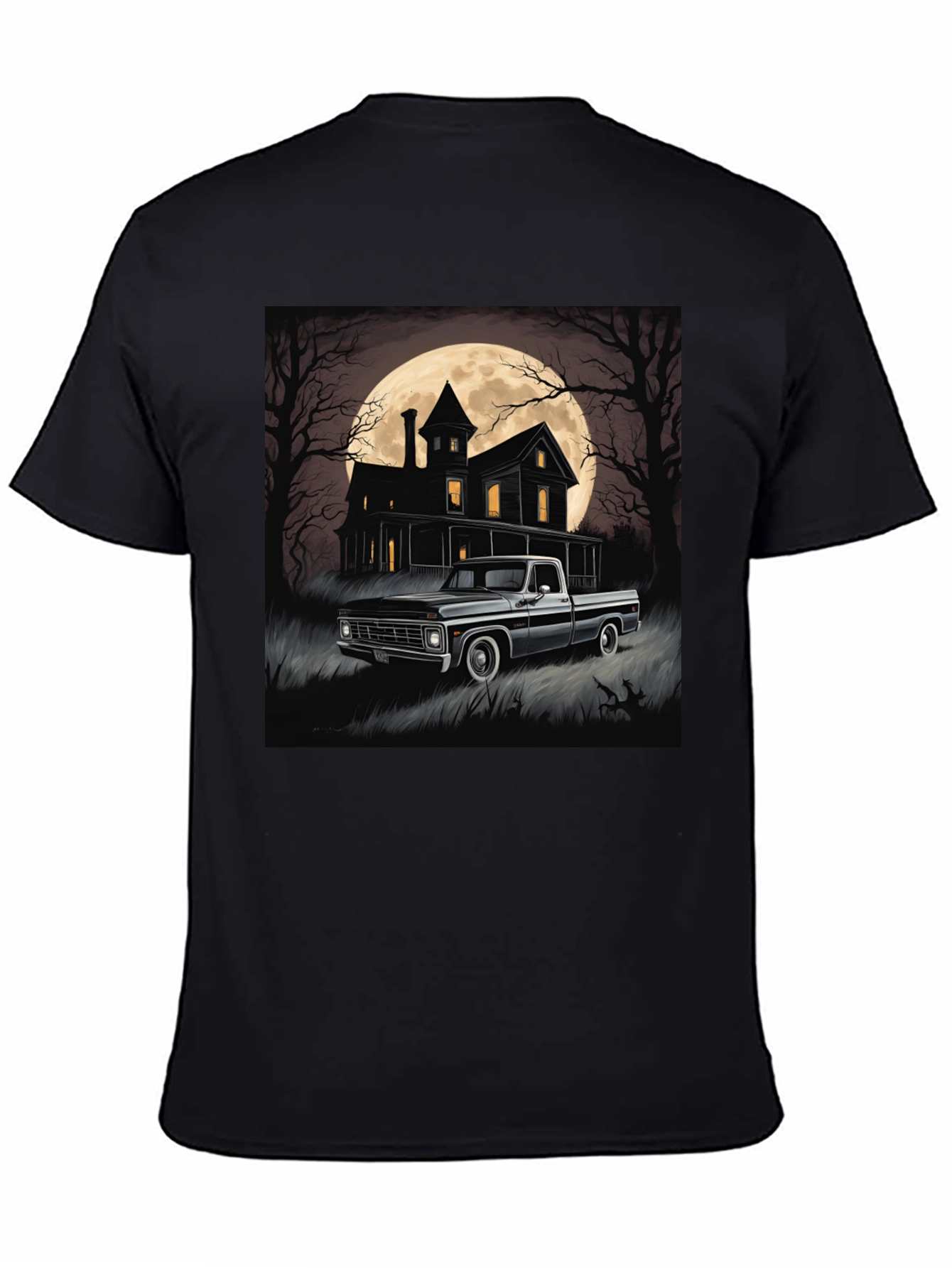 Spooky Truck & Haunted House Tee - Halloween Style