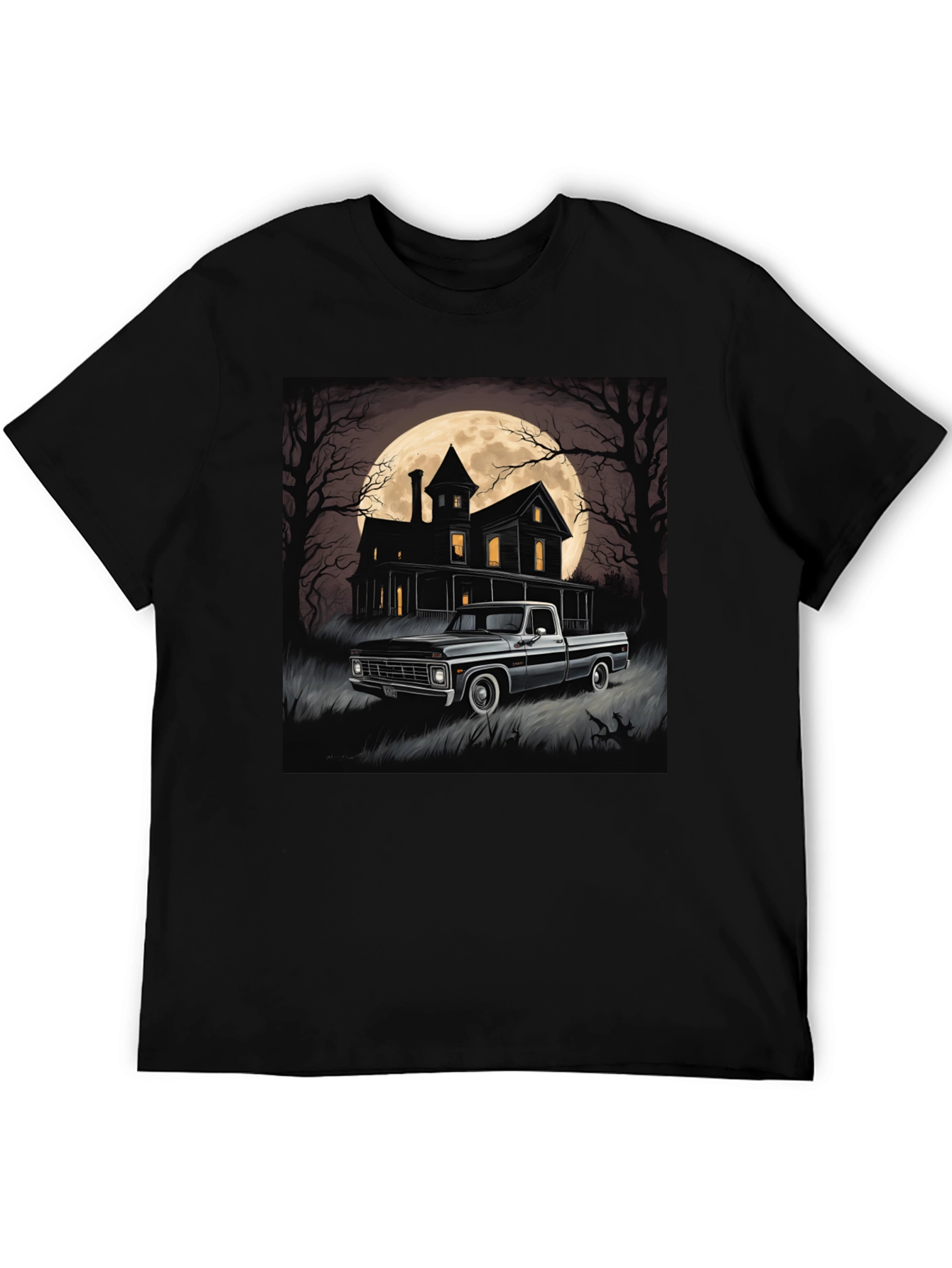 Spooky Truck & Haunted House Tee - Halloween Style