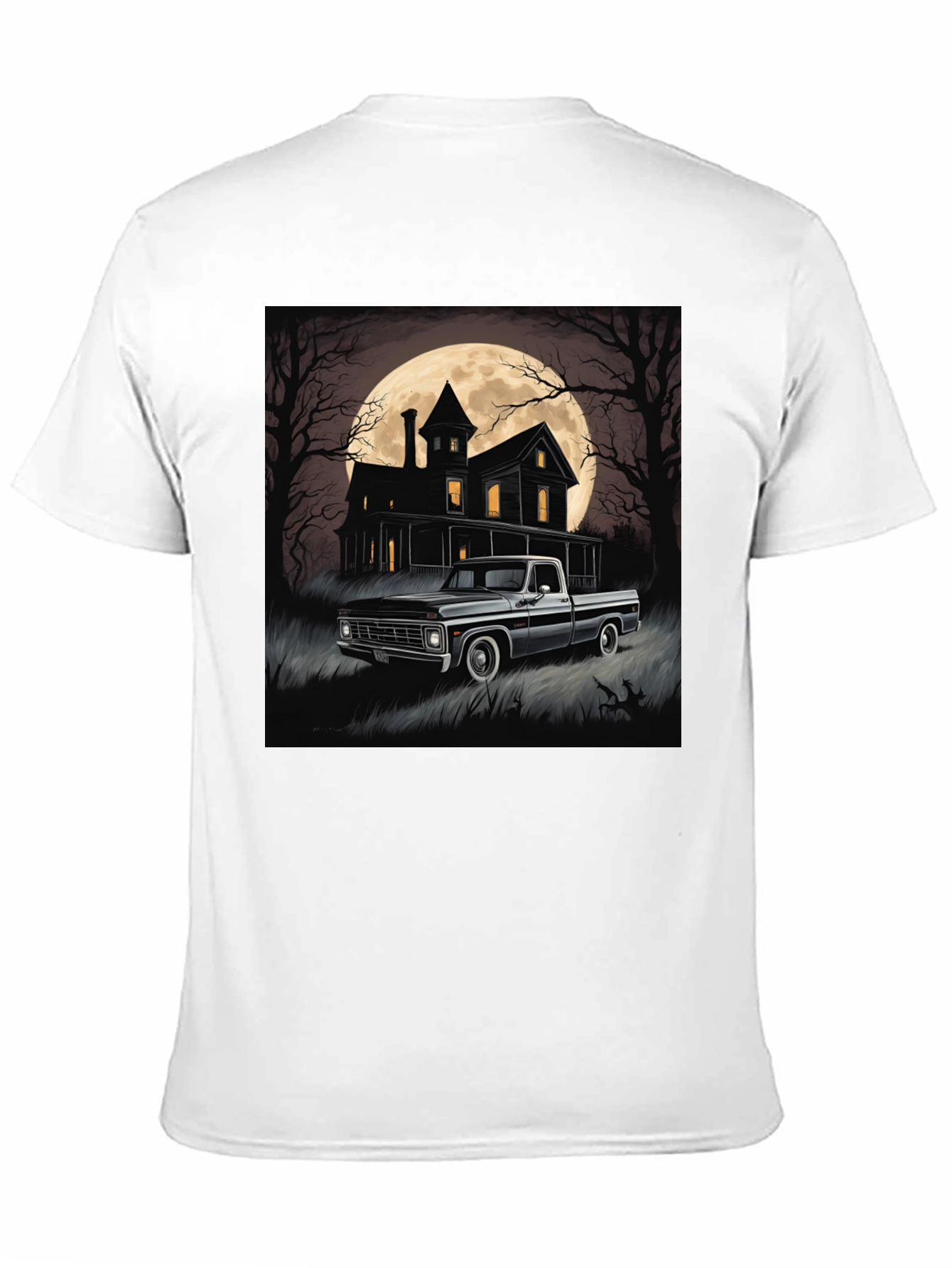 Spooky Truck & Haunted House Tee - Halloween Style