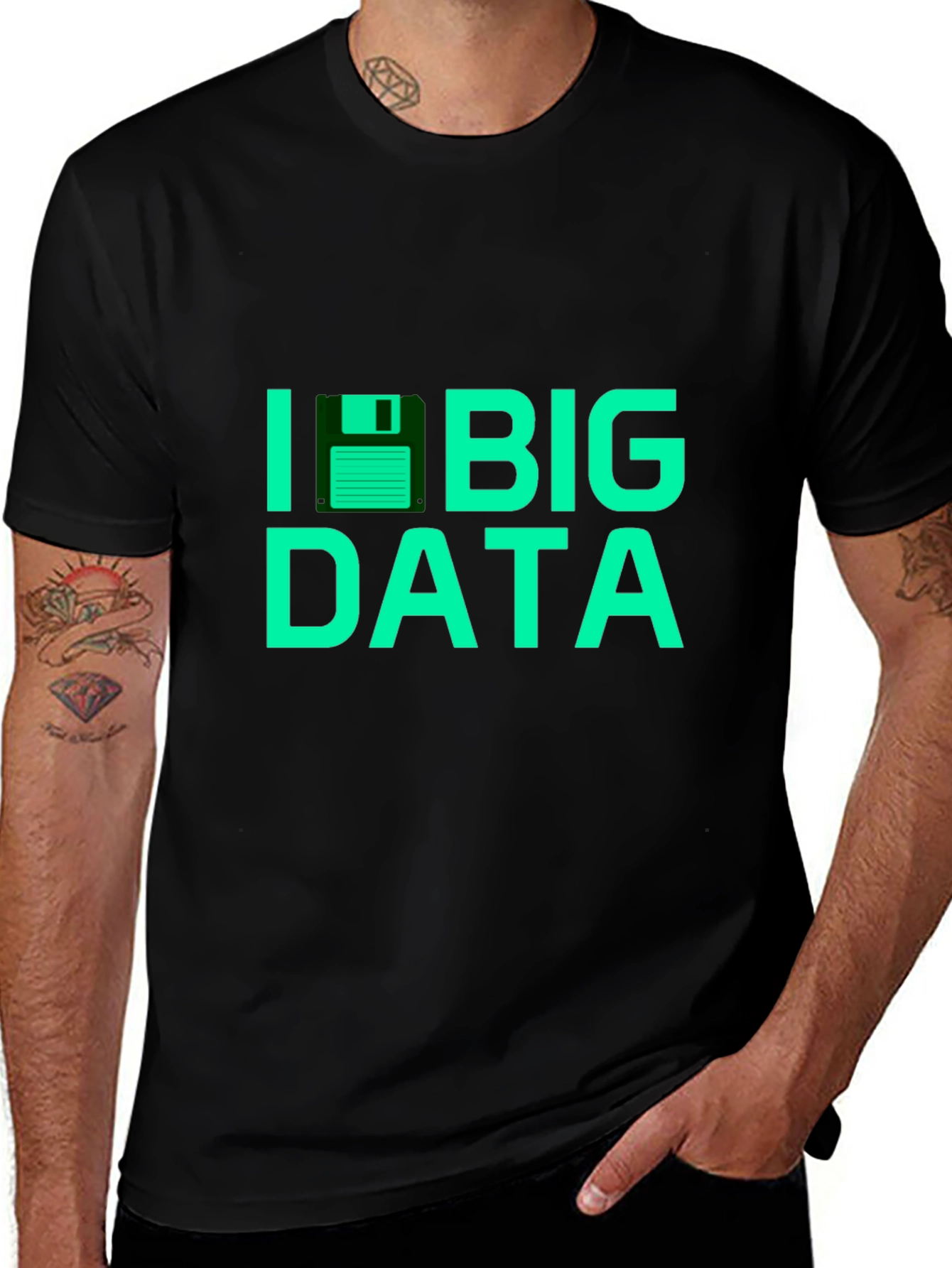 I Floppy Disk Big Data Tee - Black T-Shirt