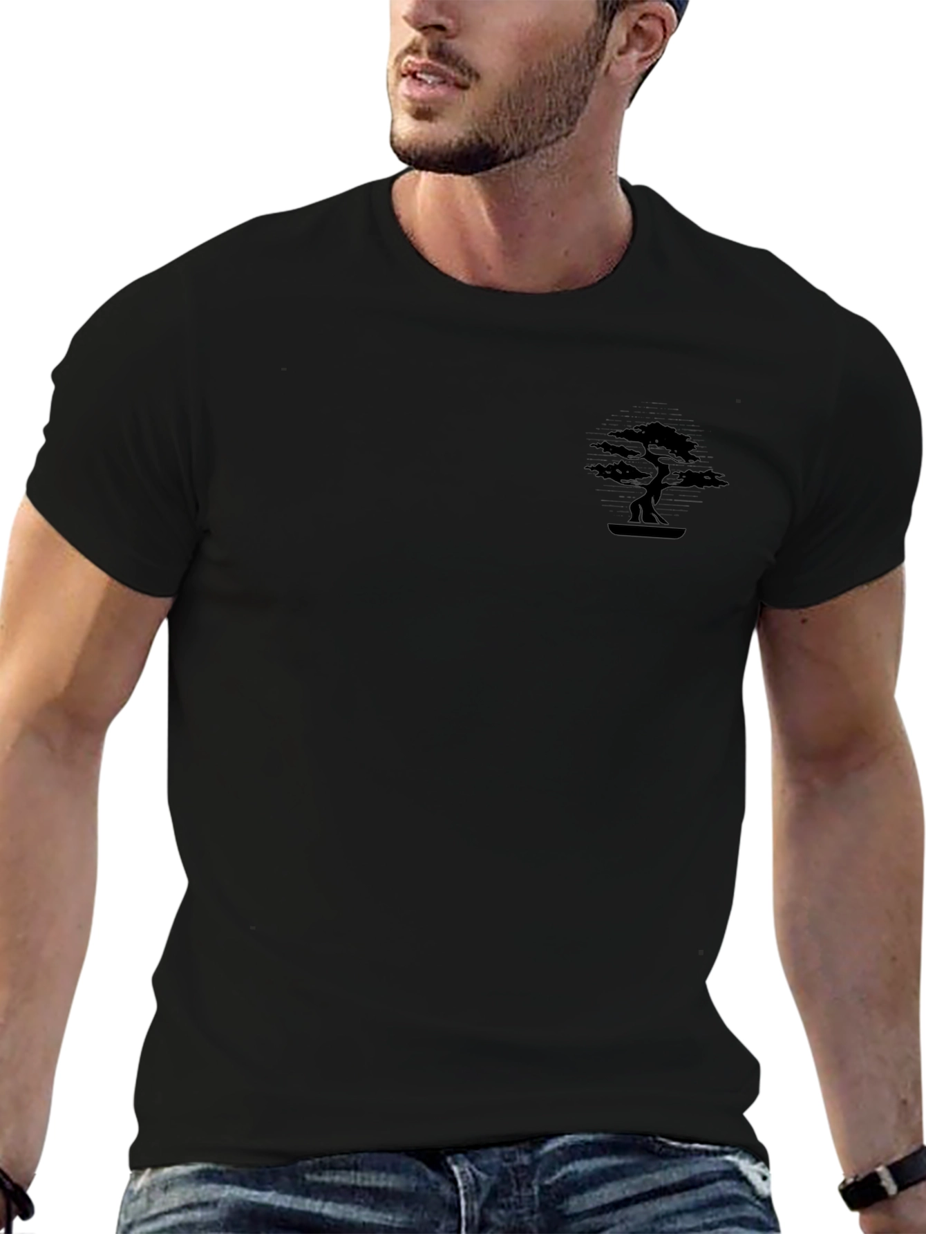 Mens Black Bonsai Tree Graphic T-Shirt