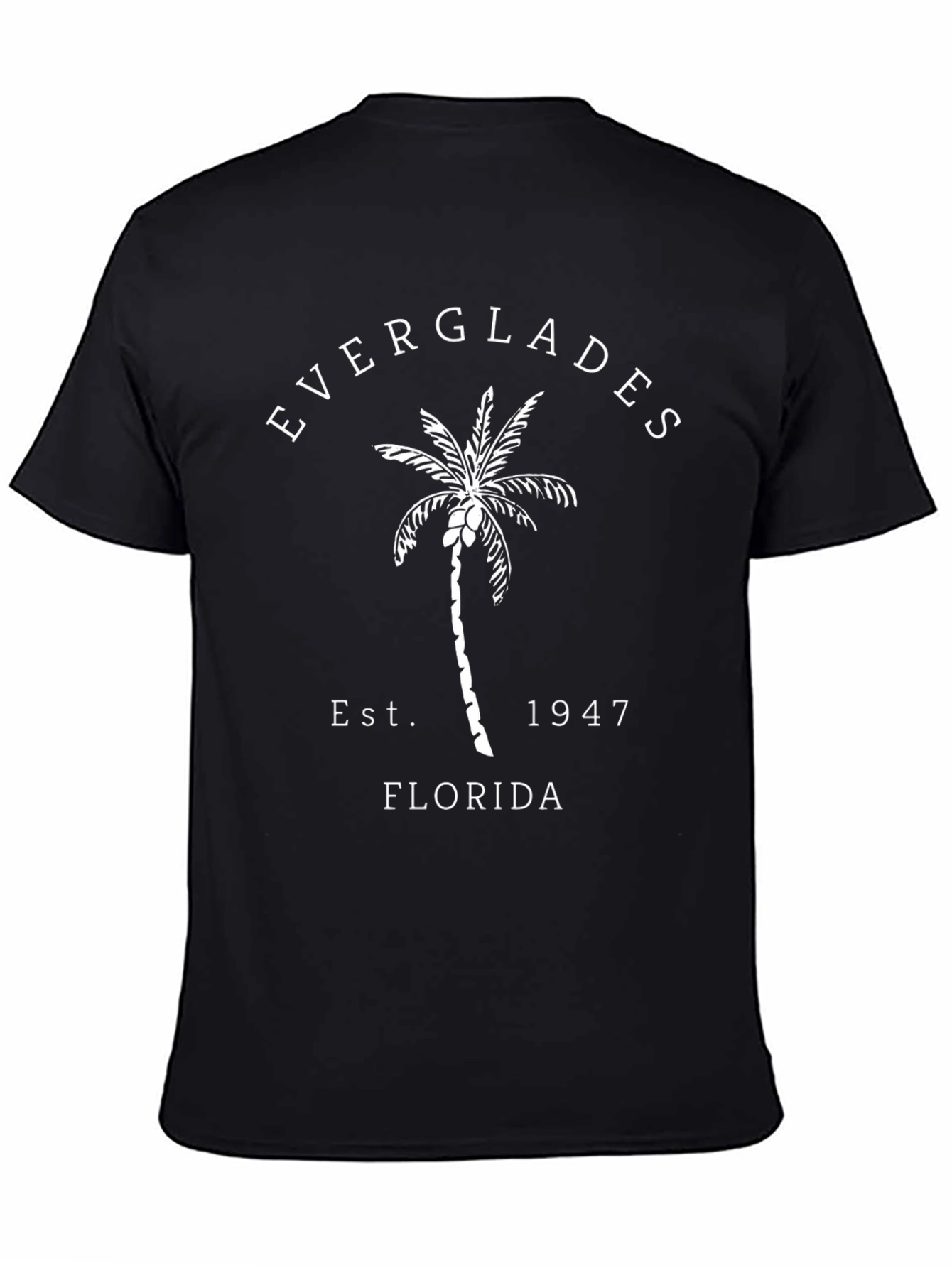 Everglades Florida Black T-Shirt Palm Tree Est. 1947