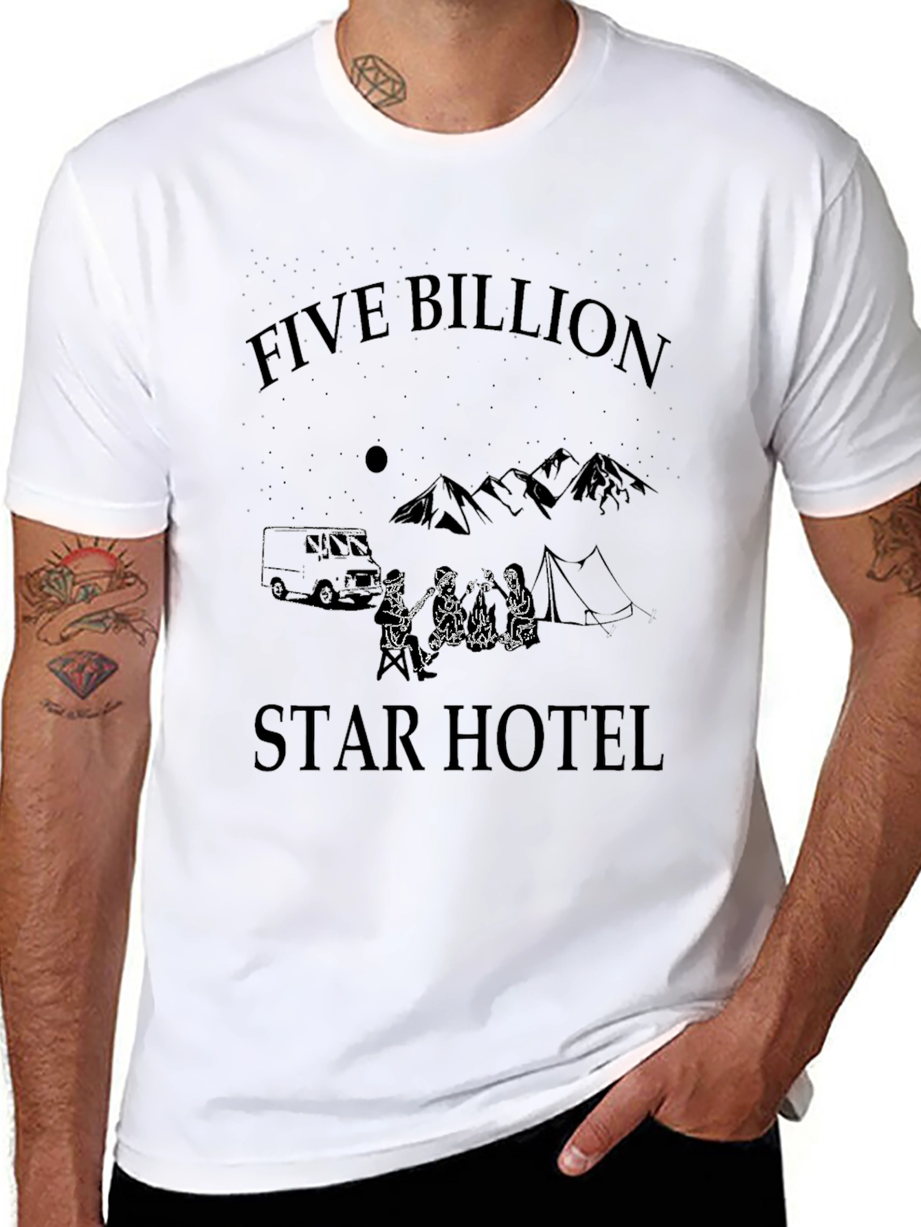 Five Billion Star Hotel Graphic Tee - Camping T-Shirt