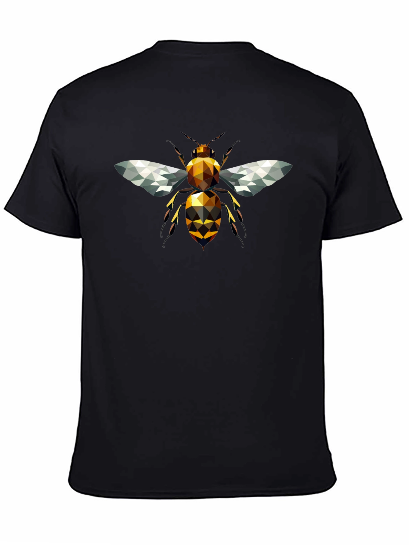 Geometric Bee Graphic T-Shirt - Black