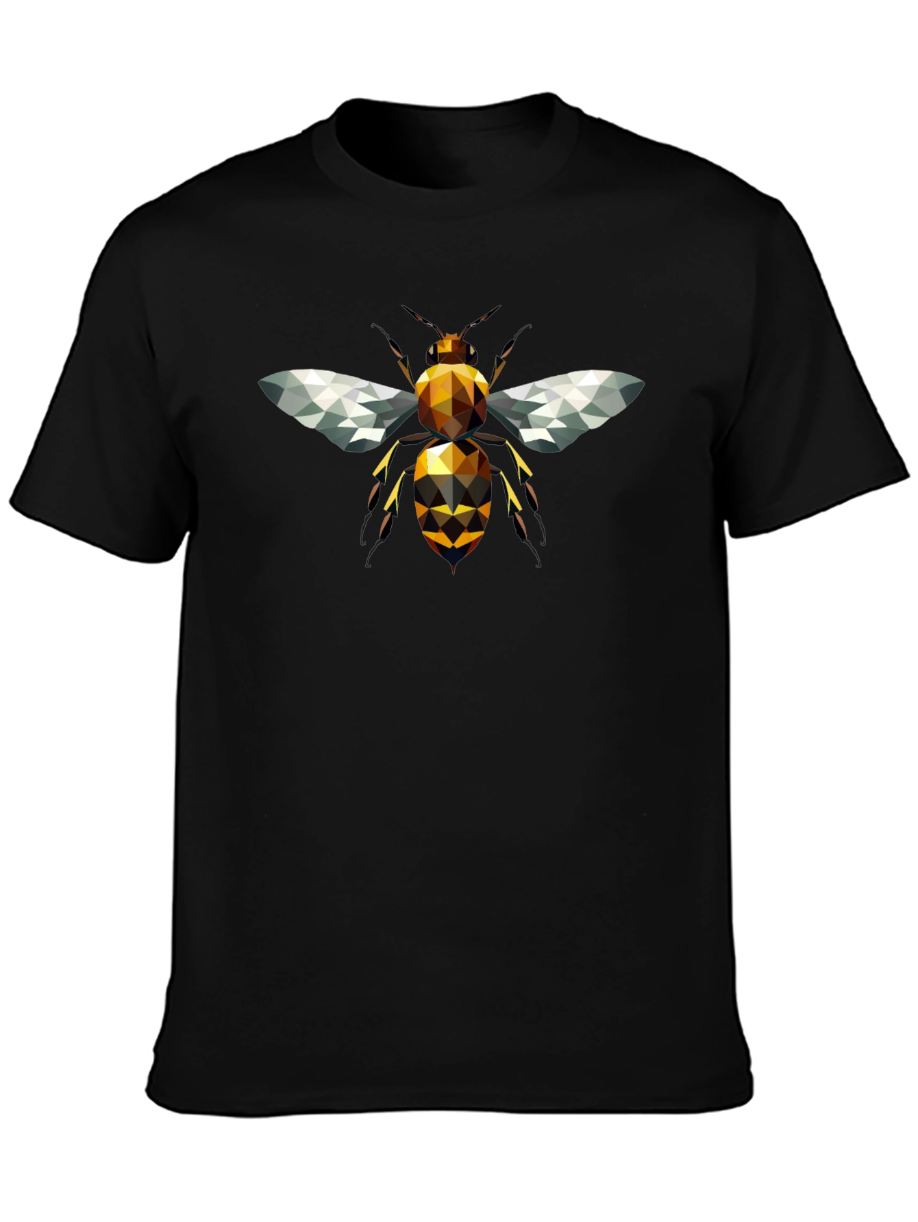 Geometric Bee Graphic T-Shirt - Black