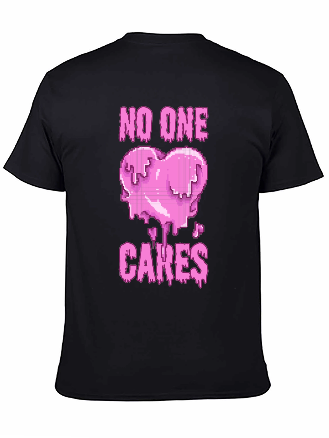 No One Cares Heart Pixel Graphic Tee - Black