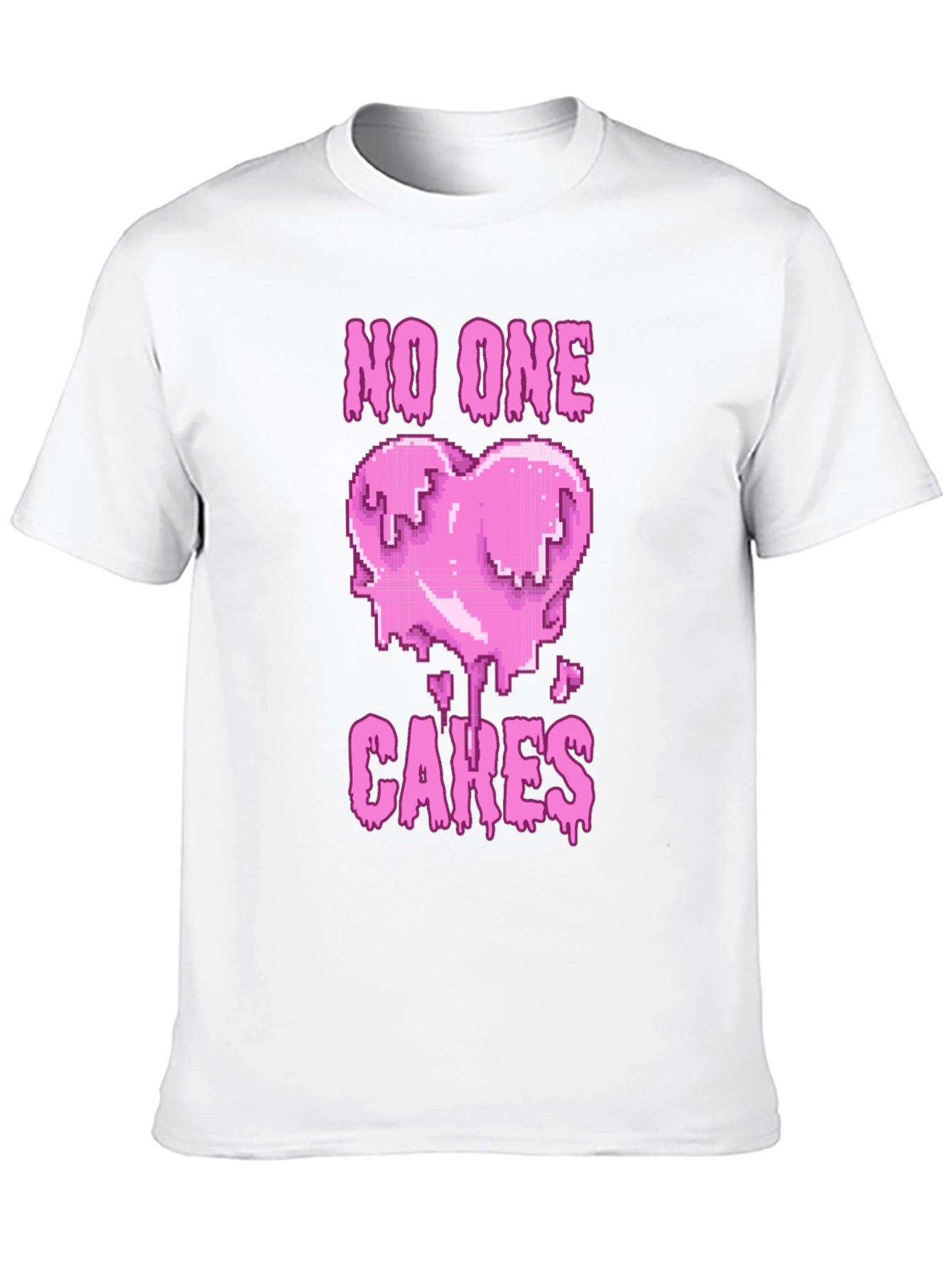 No One Cares Heart Pixel Graphic Tee - Black