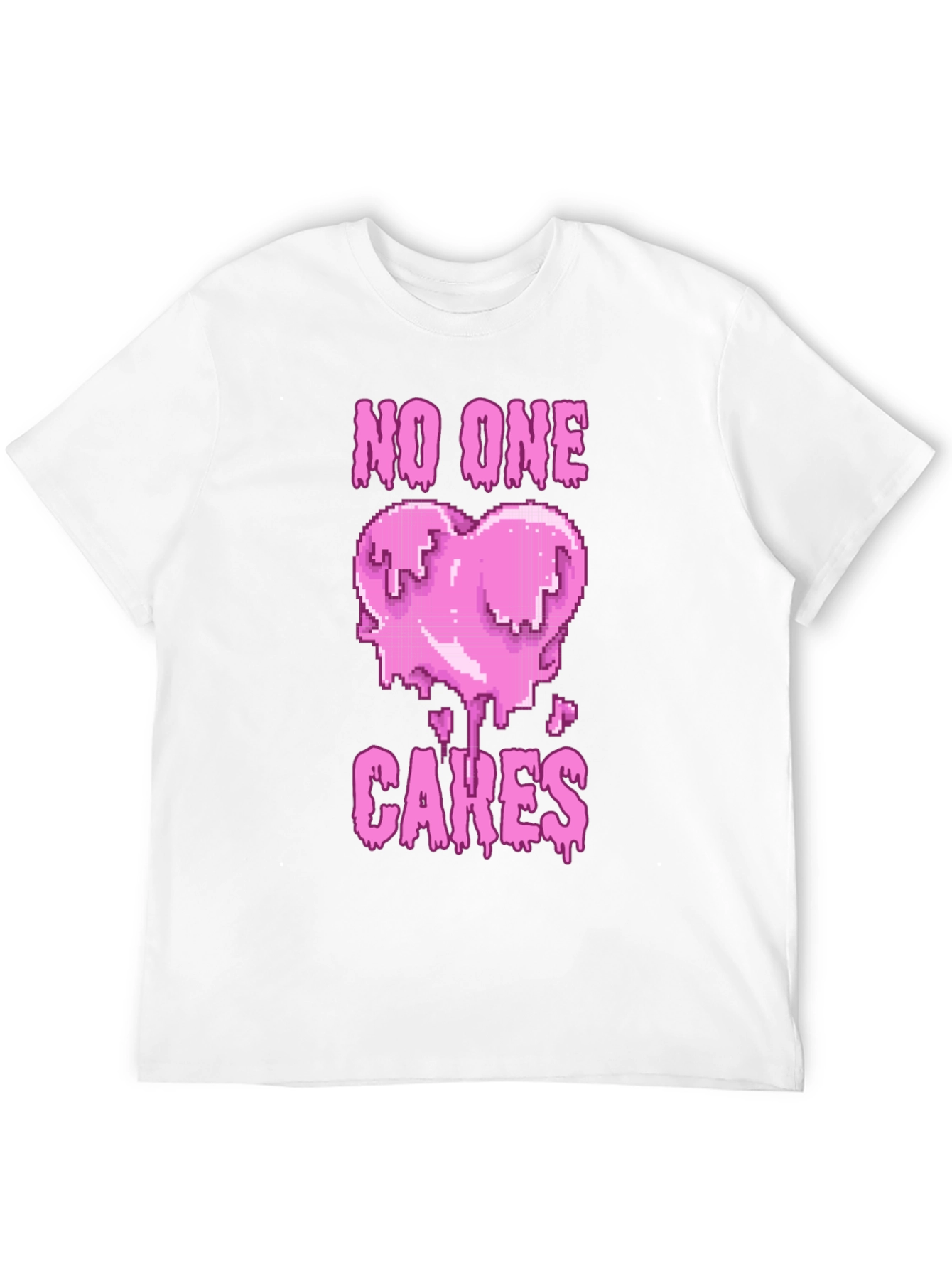 No One Cares Heart Pixel Graphic Tee - Black