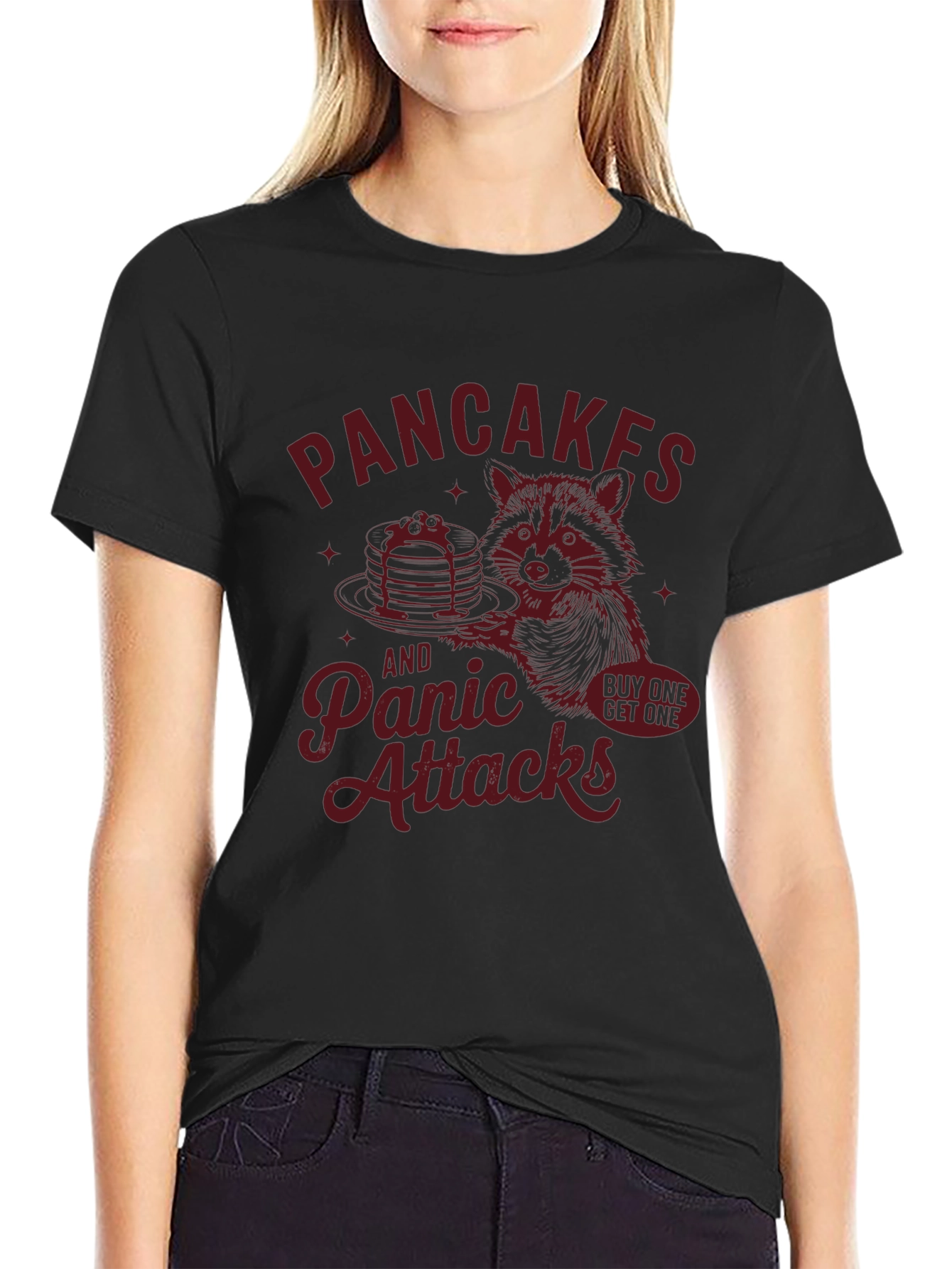 Pancakes & Panic Attacks Funny Graphic T-Shirt