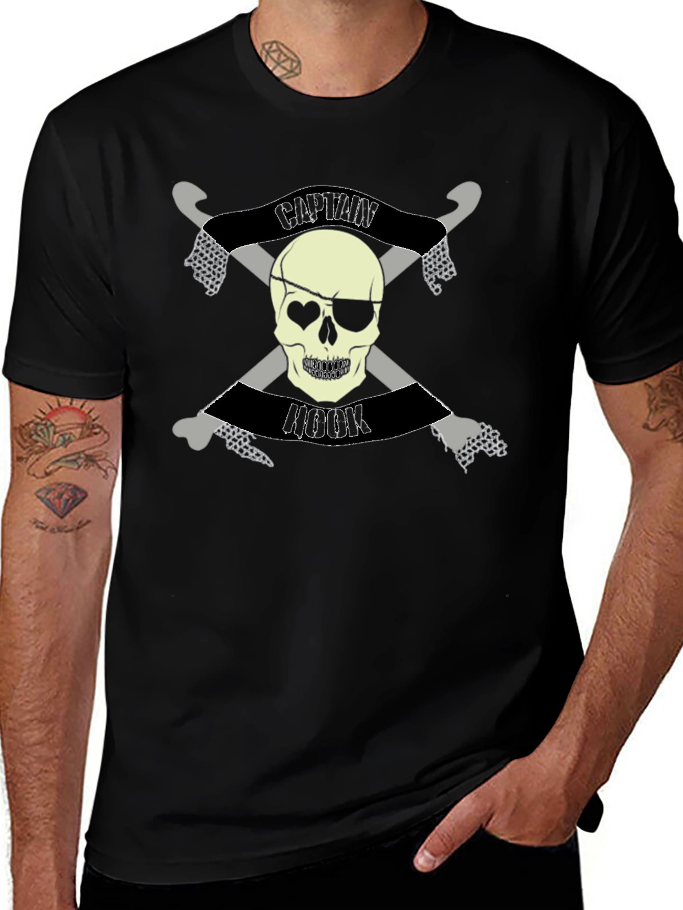 Captain Hook Skull Graphic T-Shirt - Pirate Style