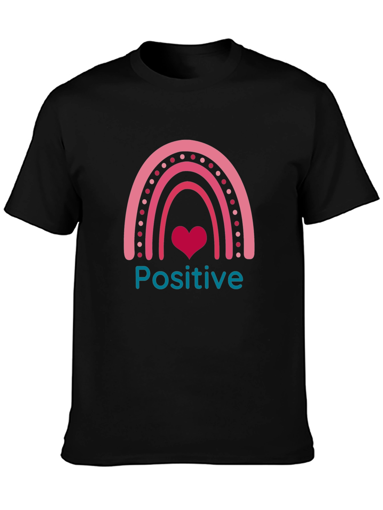 Positive Vibes Rainbow Heart Graphic Tee