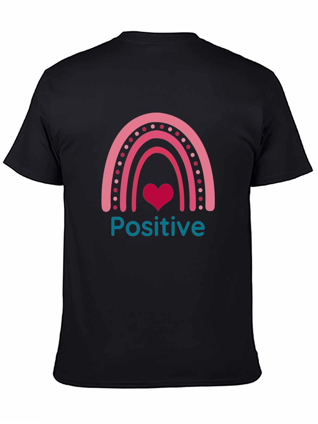 Positive Vibes Rainbow Heart Graphic Tee