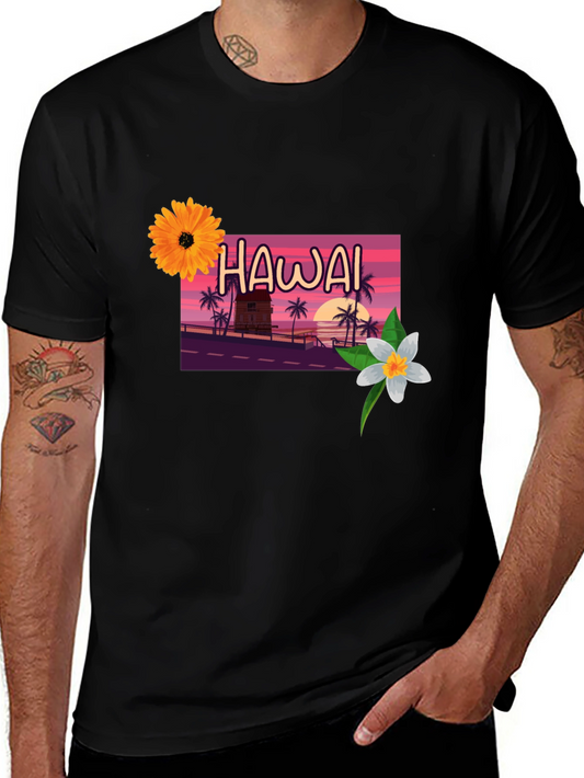 Hawaii Sunset Graphic Tee - Black