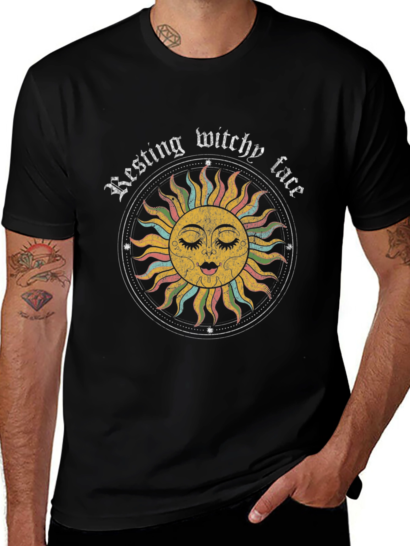 Resting Witchy Face Graphic Tee - Black Unisex T-Shirt