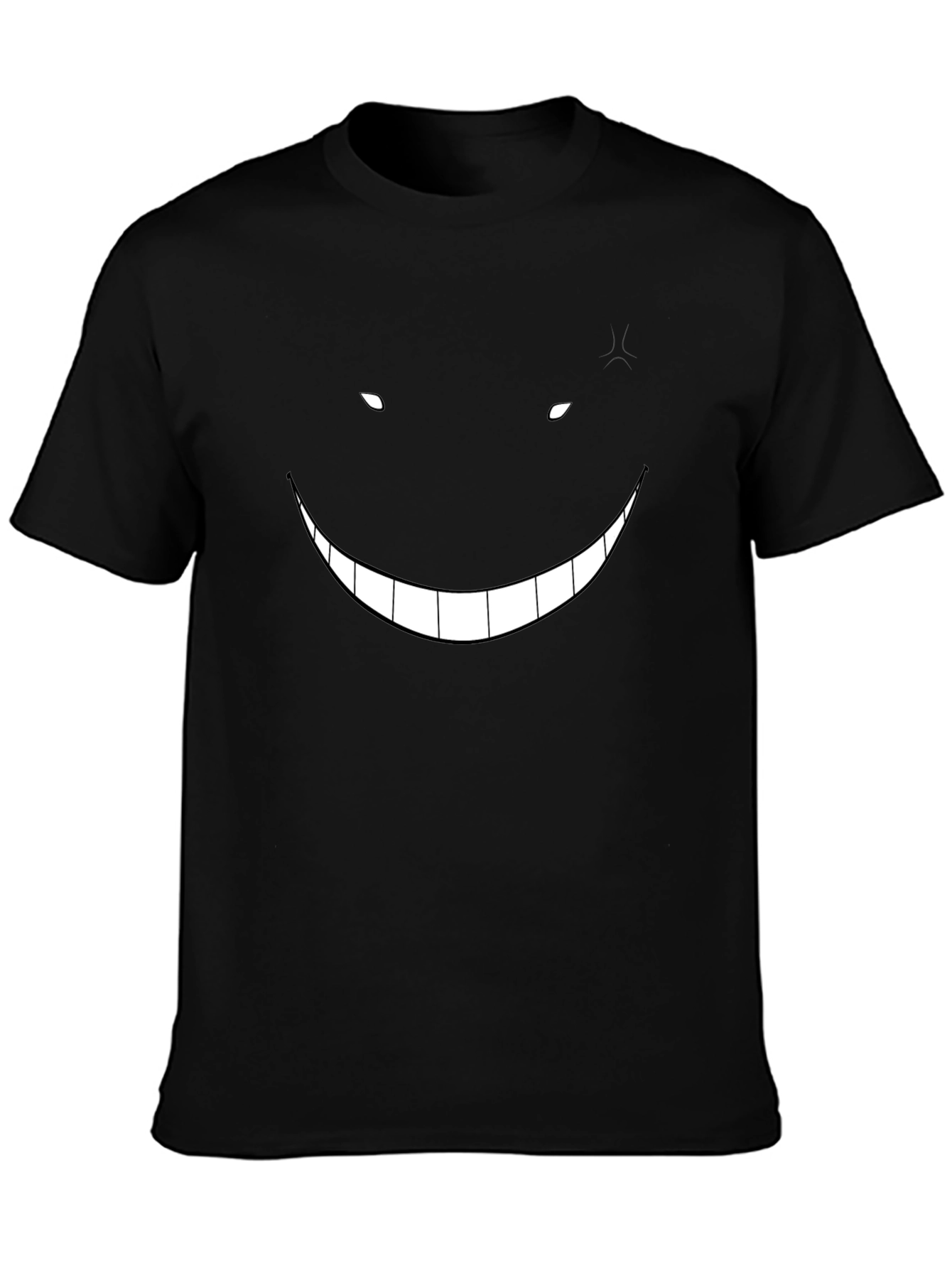 Mens Black Graphic Tee - Creepy Smile Design