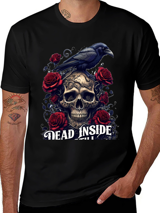Gothic Skull & Raven T-Shirt - Dead Inside Design