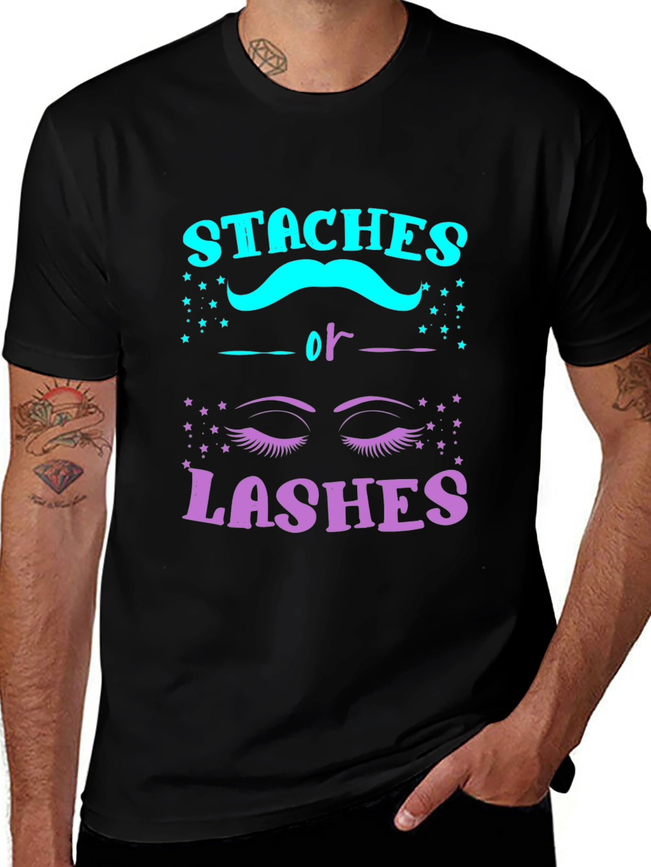 Staches or Lashes Gender Reveal T-Shirt