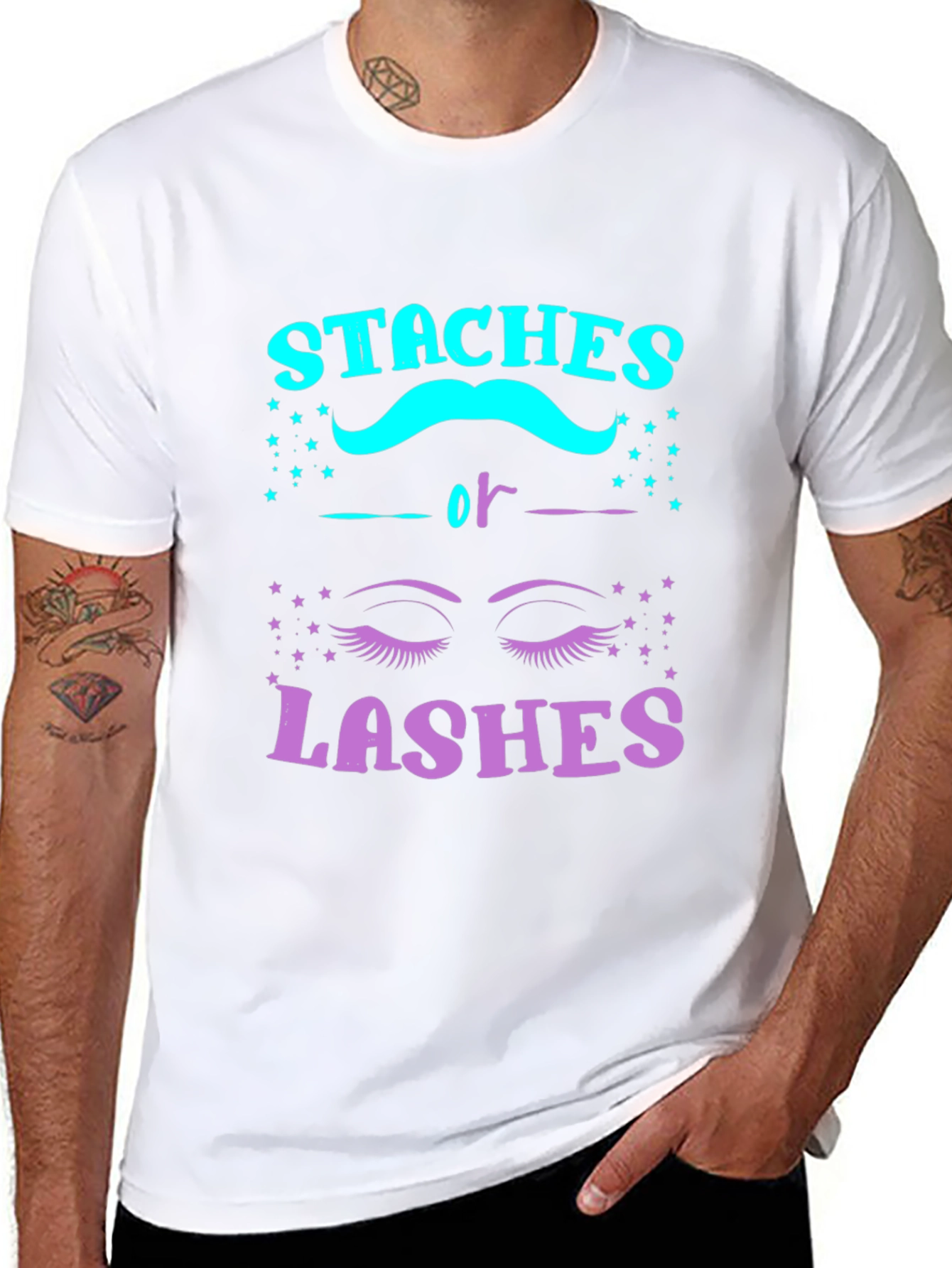 Staches or Lashes Gender Reveal T-Shirt