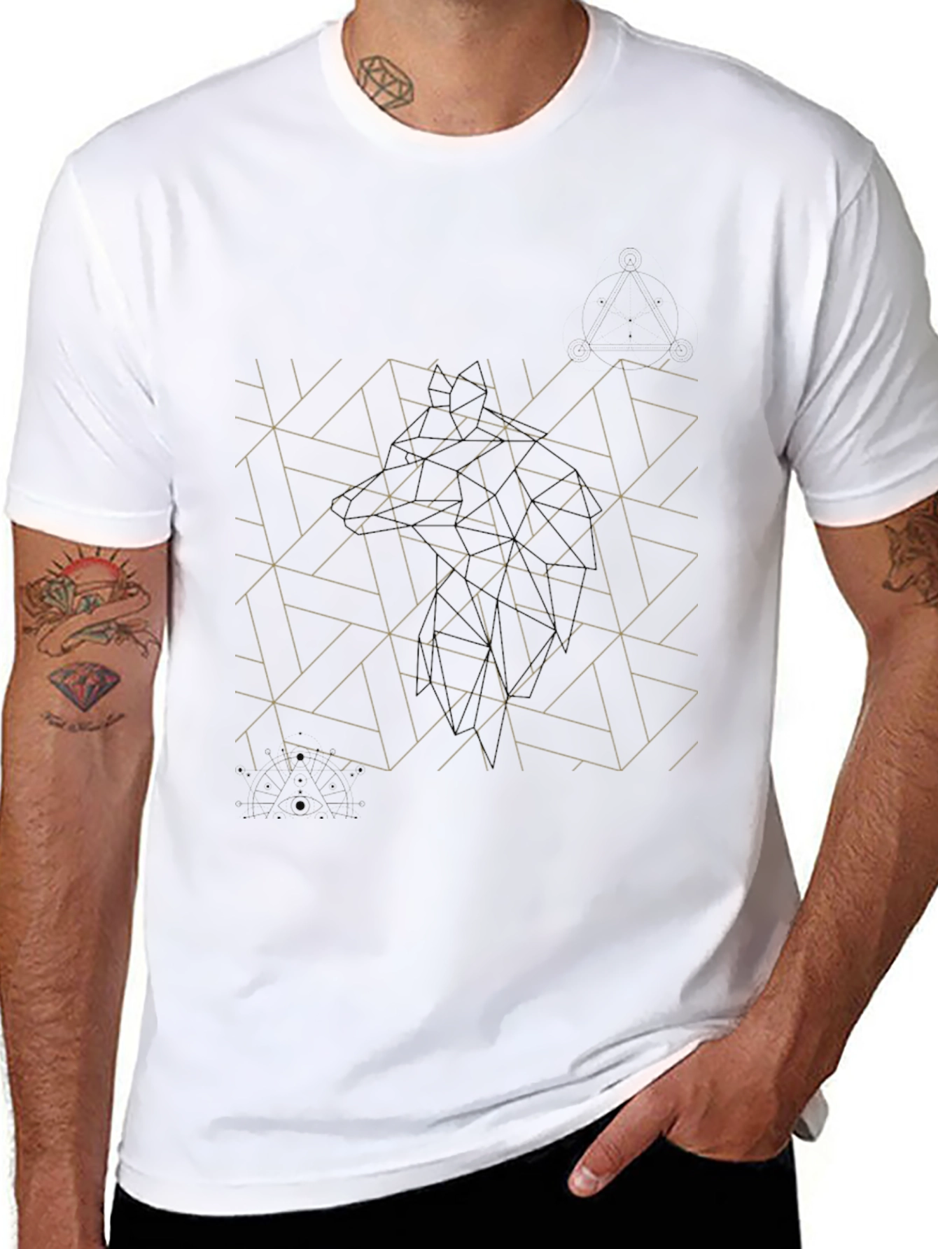 Geometric Pattern Tee - Modern Black T-Shirt
