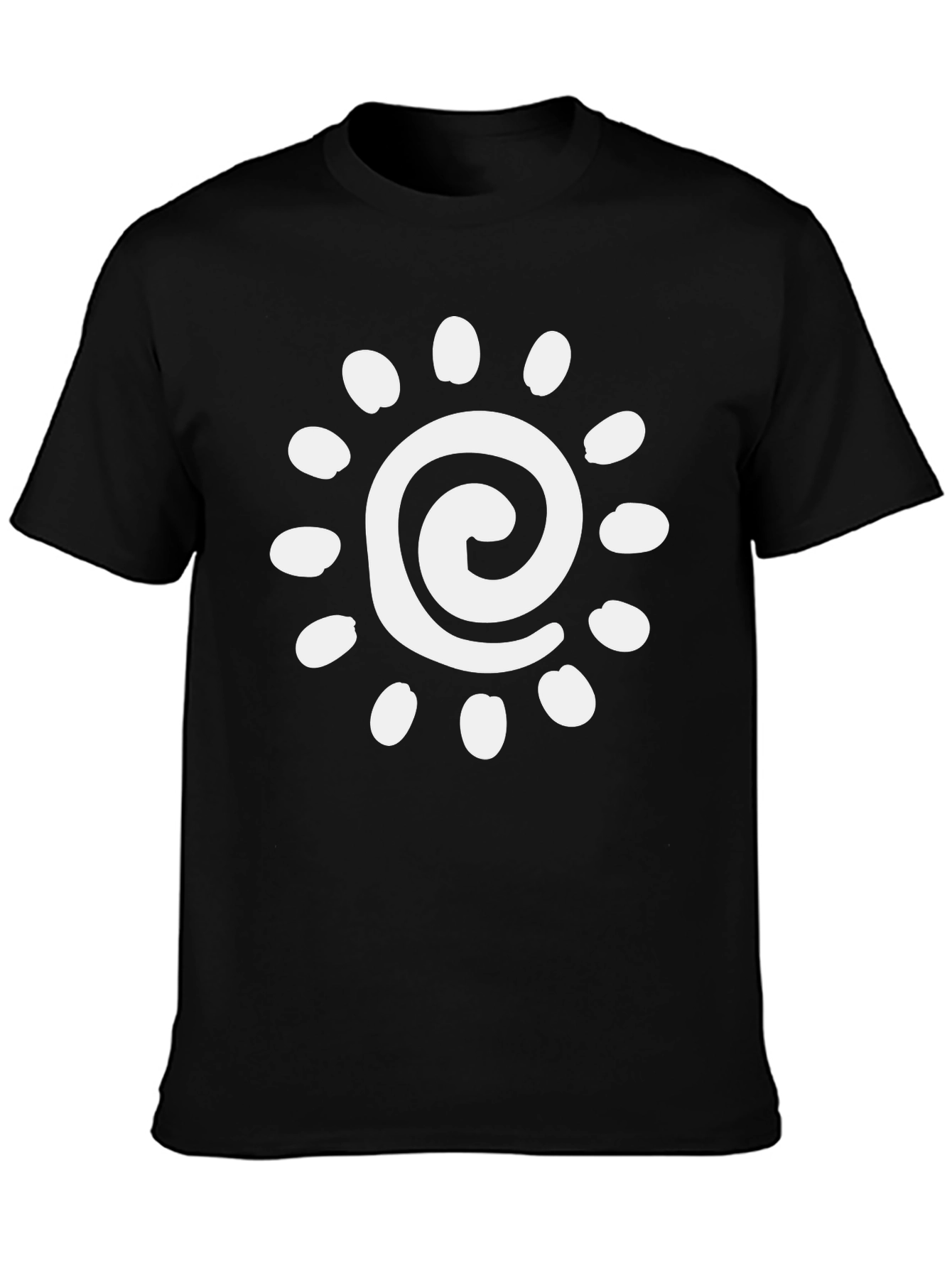 Spiral Sun Graphic Tee - Black Cotton Casual Shirt