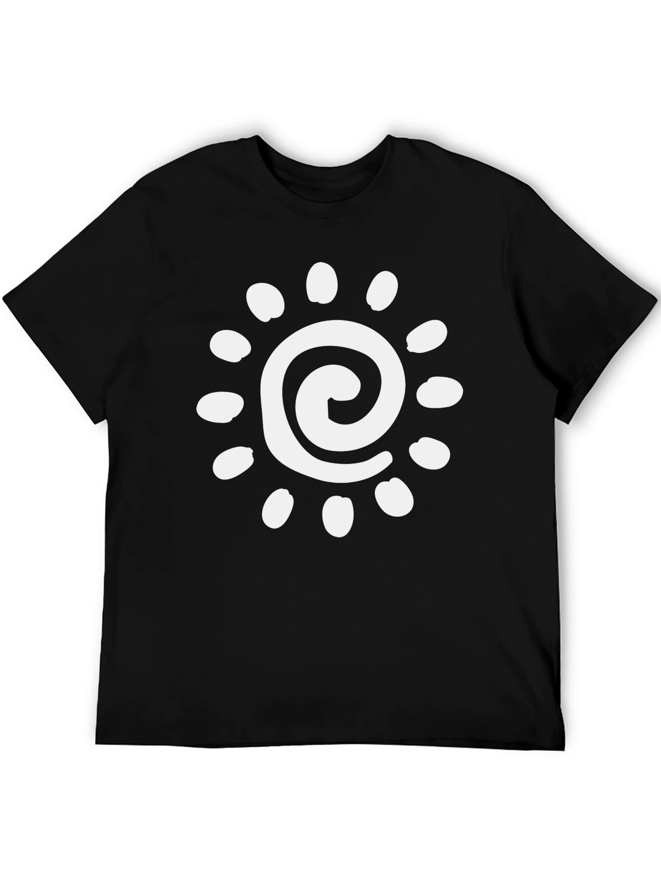 Spiral Sun Graphic Tee - Black Cotton Casual Shirt
