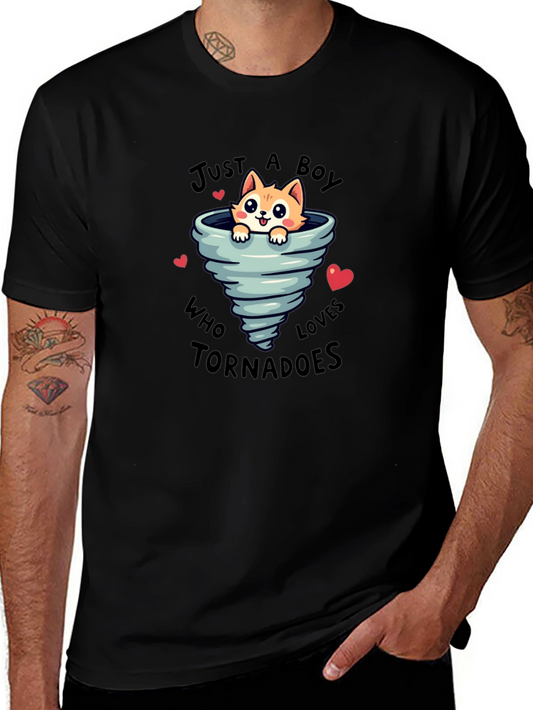 Just A Boy Who Loves Tornadoes Cute Cat T-Shirt