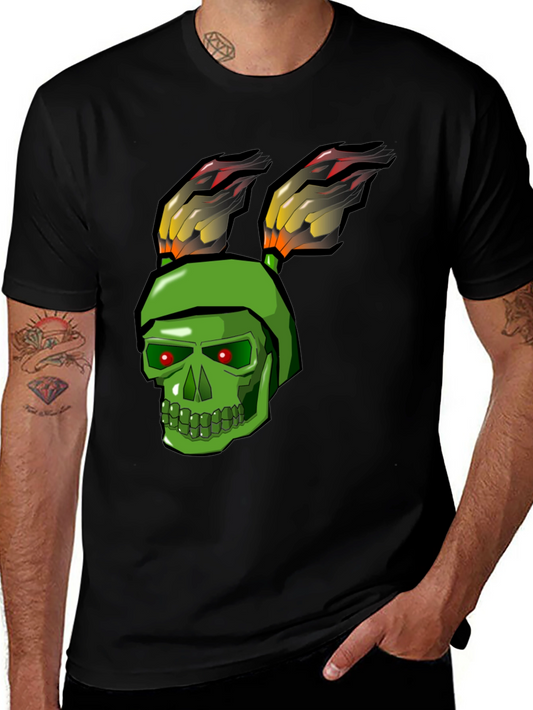 Green Skull Rabbit Flame T-Shirt