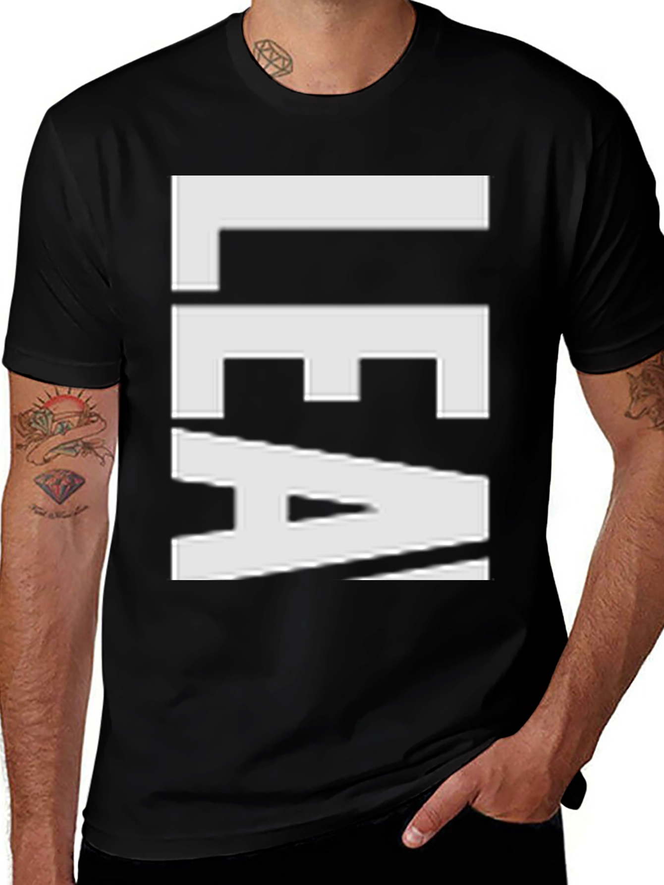 Bold Graphic Tee - LEA White Text on Black