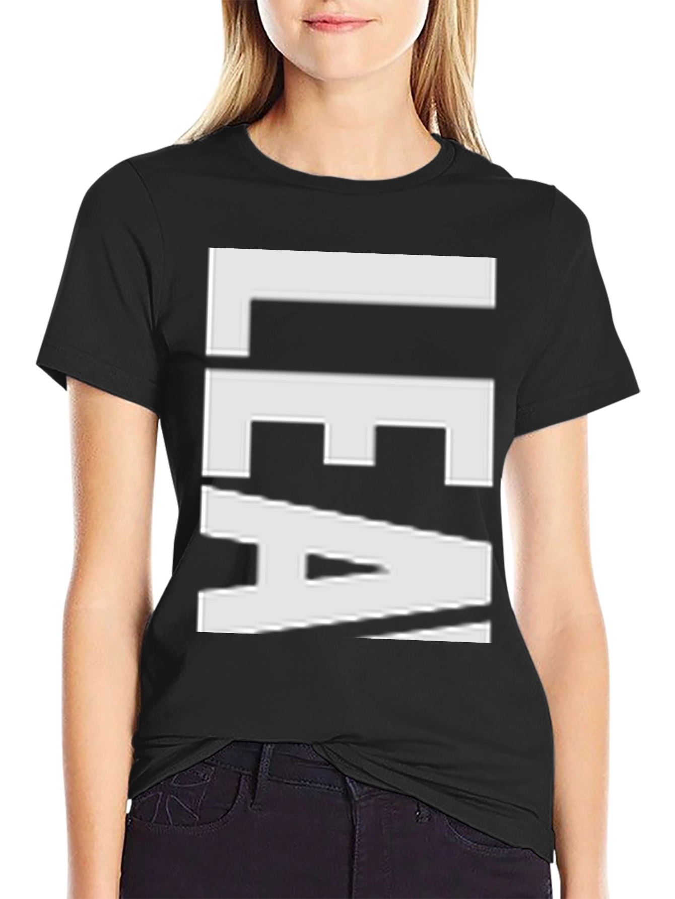 Bold Graphic Tee - LEA White Text on Black