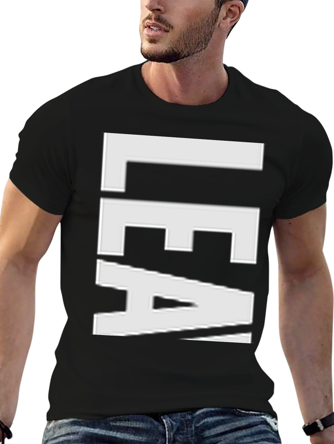 Bold Graphic Tee - LEA White Text on Black