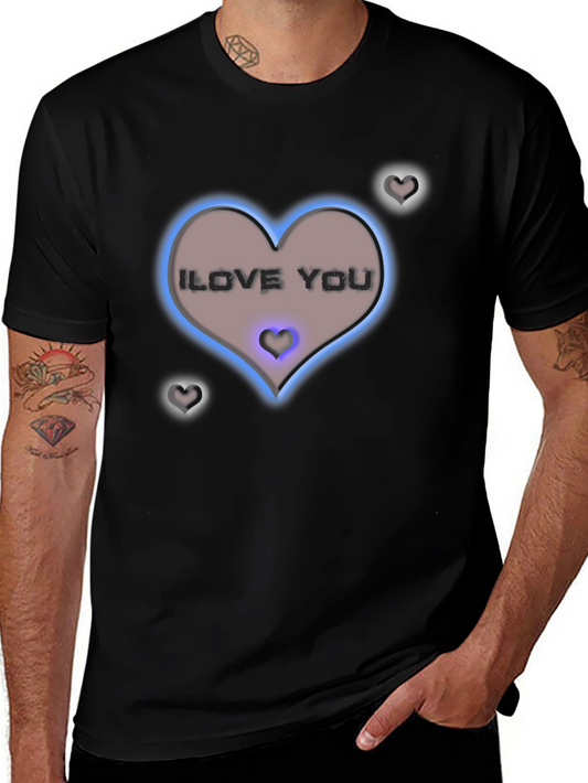 I Love You Heart Graphic Tee - Mens Black T-Shirt