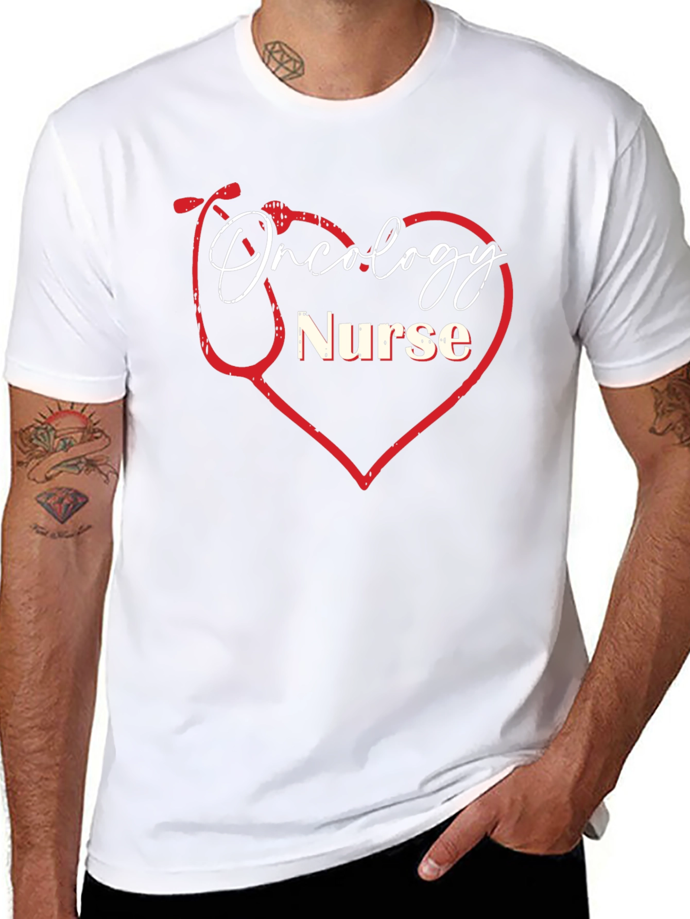 Oncology Nurse Heart Stethoscope Graphic Tee